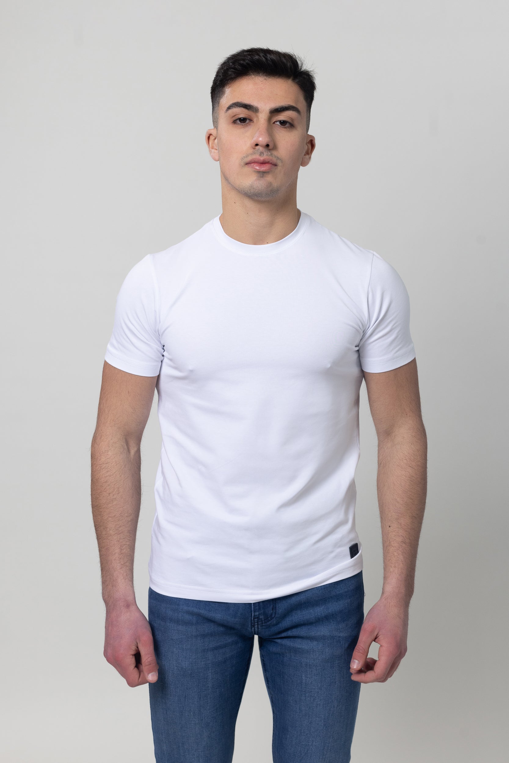 T-Shirt Cotton Lycra Round Neck - White