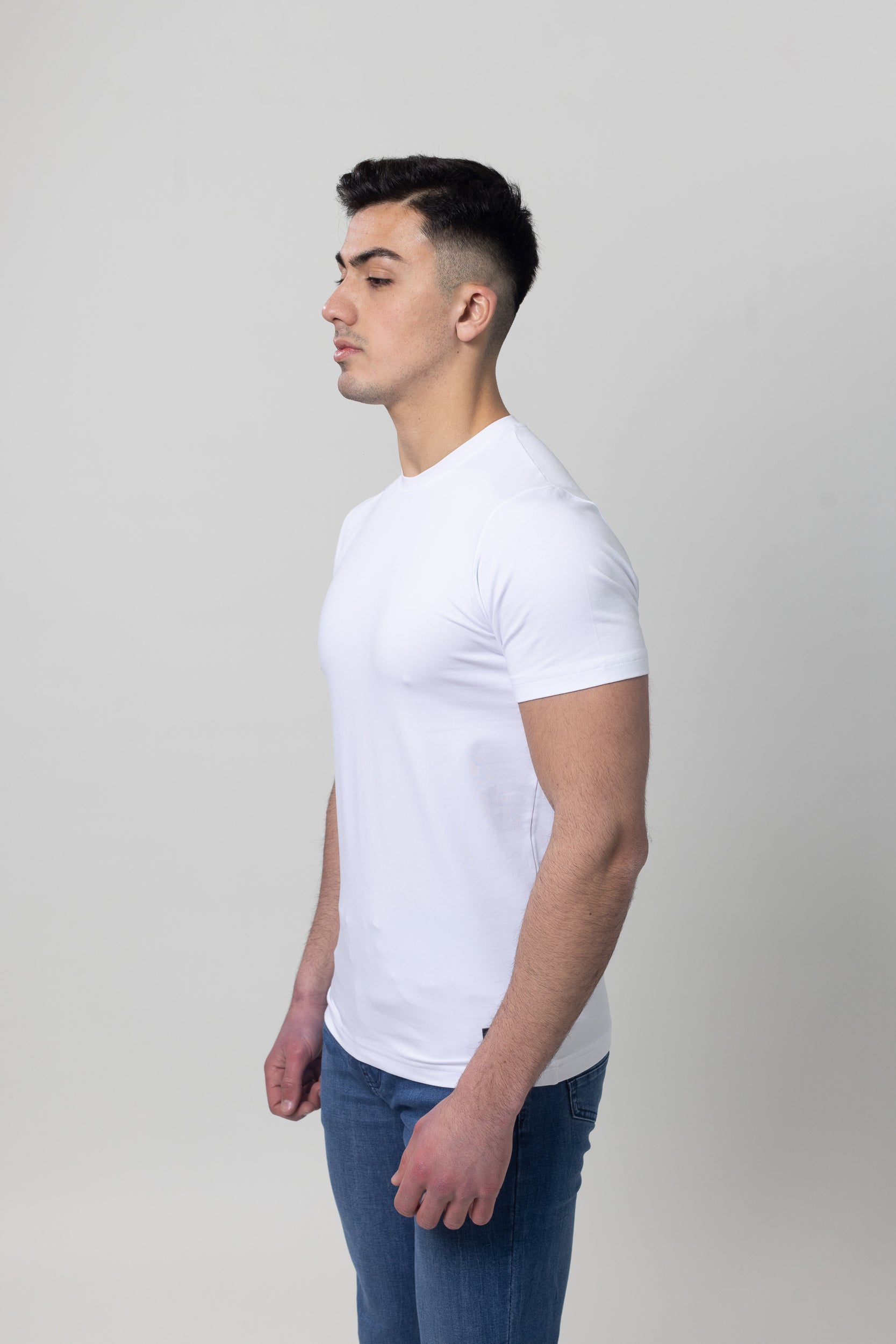 T-Shirt Cotton Lycra Round Neck - White