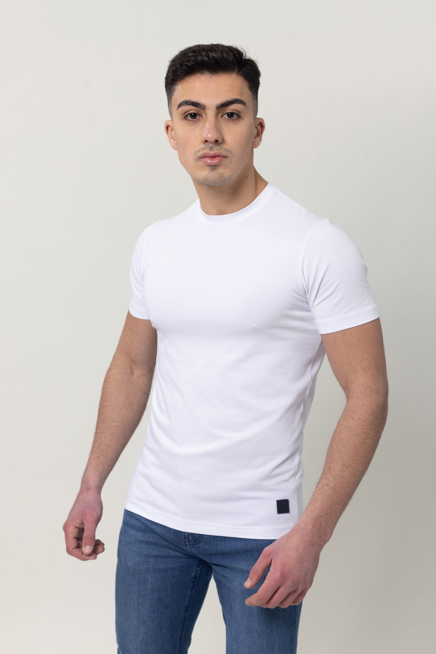 T-Shirt Cotton Lycra Round Neck - White