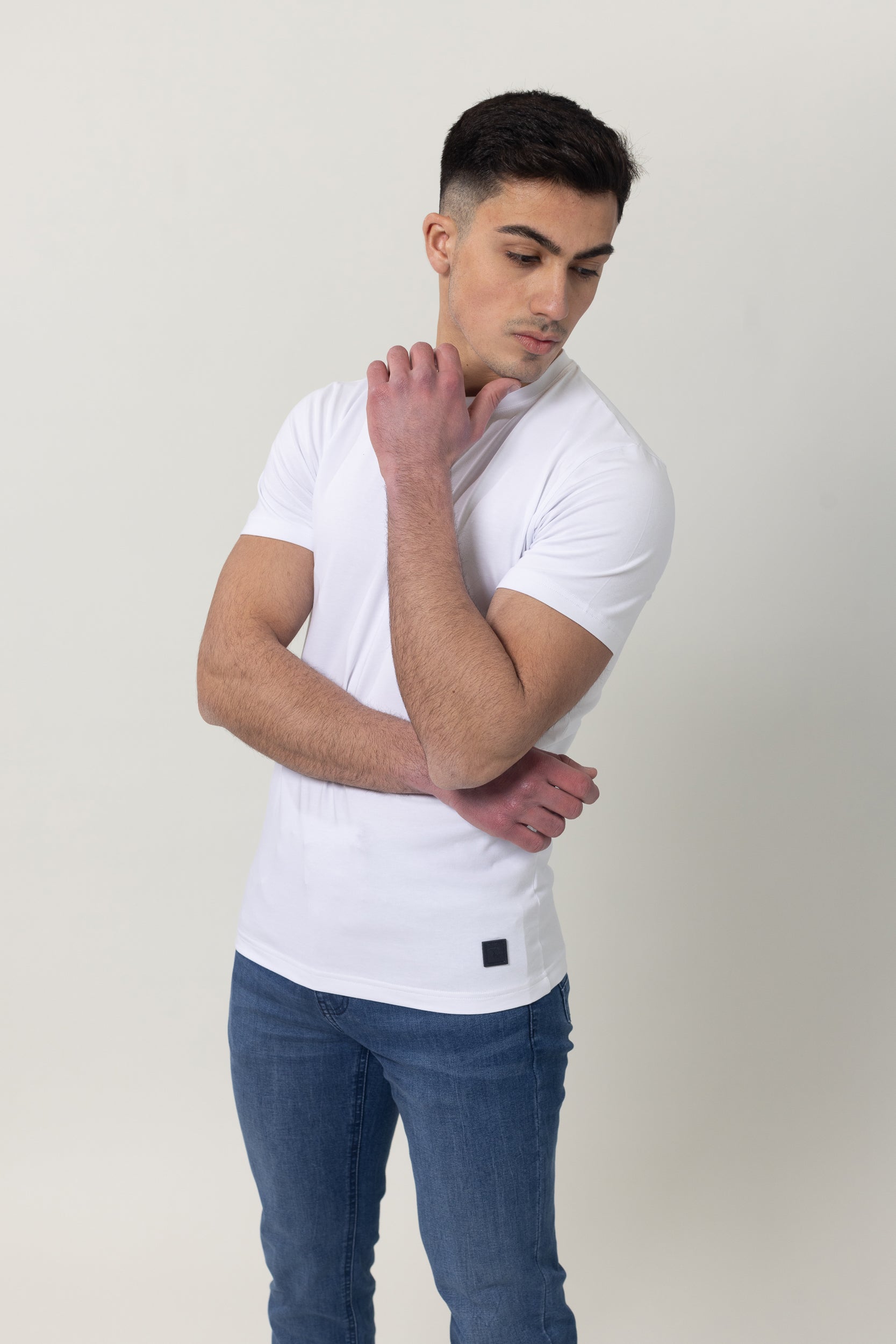 T-Shirt Cotton Lycra Round Neck - White