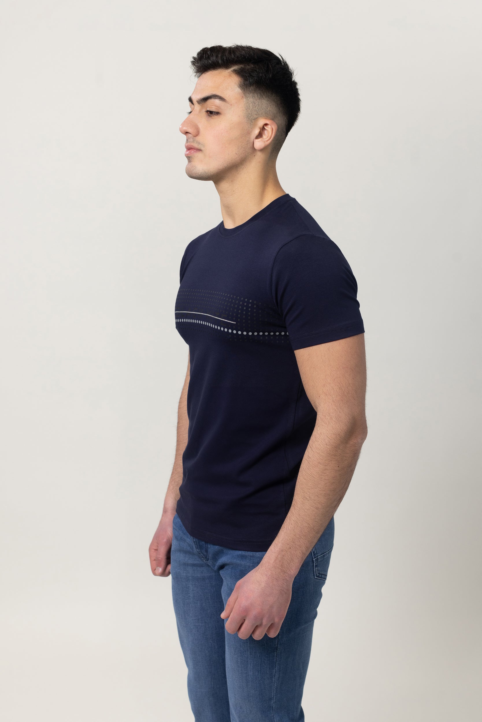 T-Shirt Cotton Lycra Round Neck - Navy