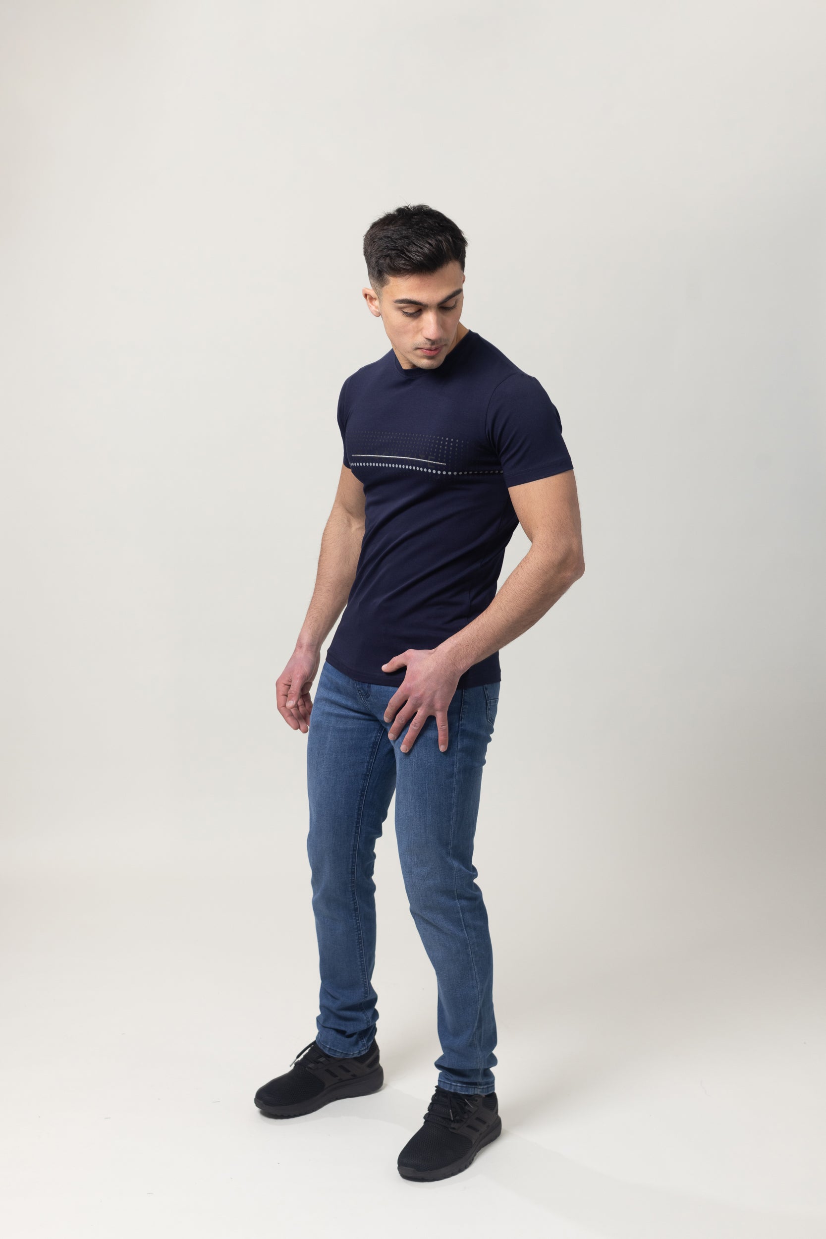 T-Shirt Cotton Lycra Round Neck - Navy