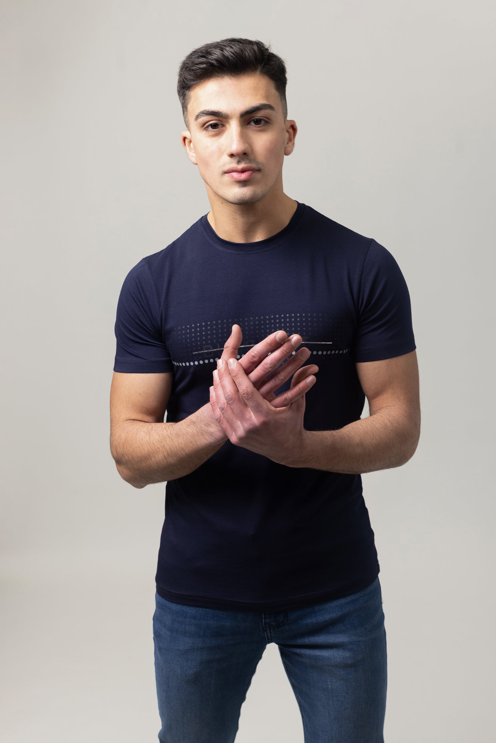 T-Shirt Cotton Lycra Round Neck - Navy