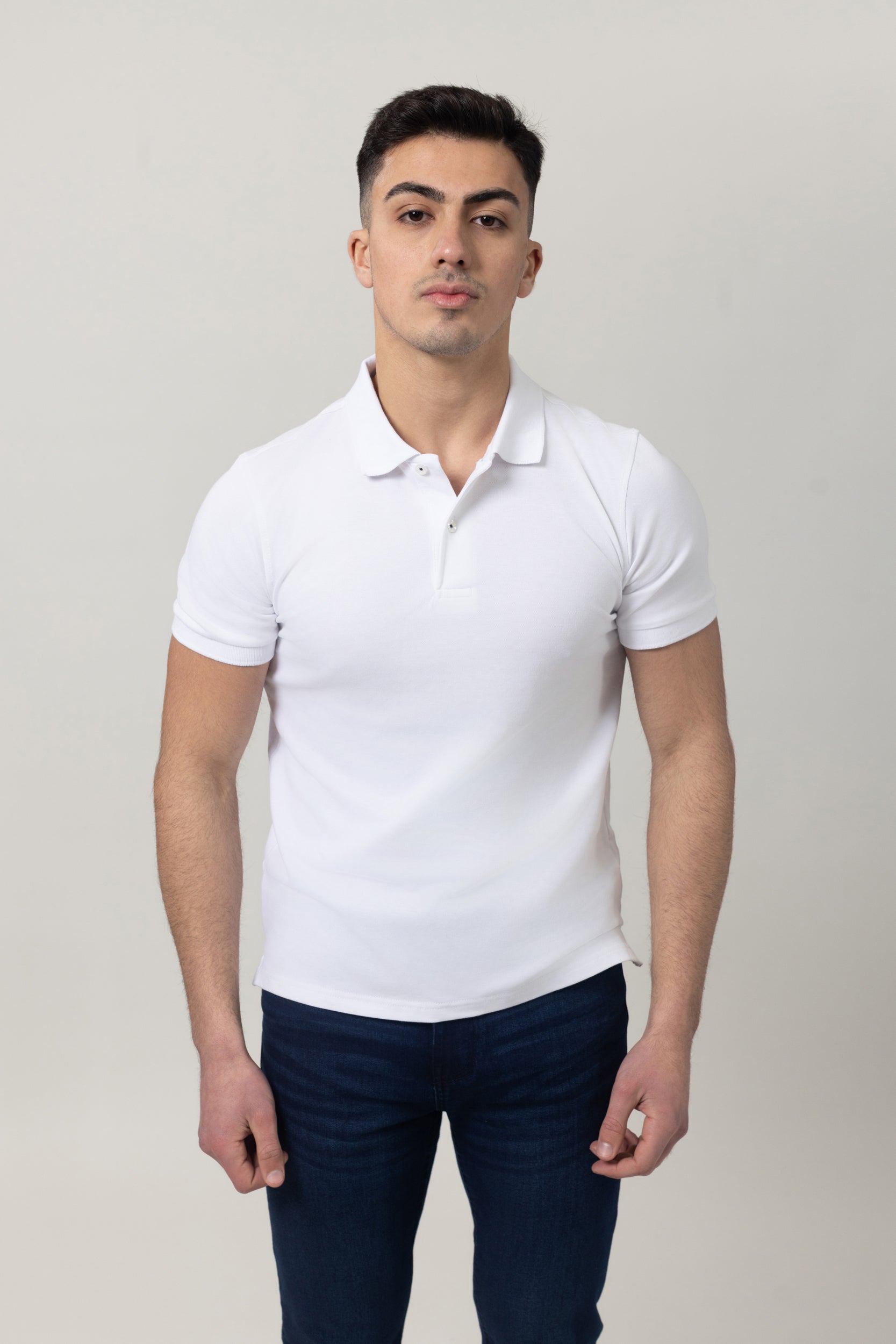 Plain Polo Cotton Lycra - White