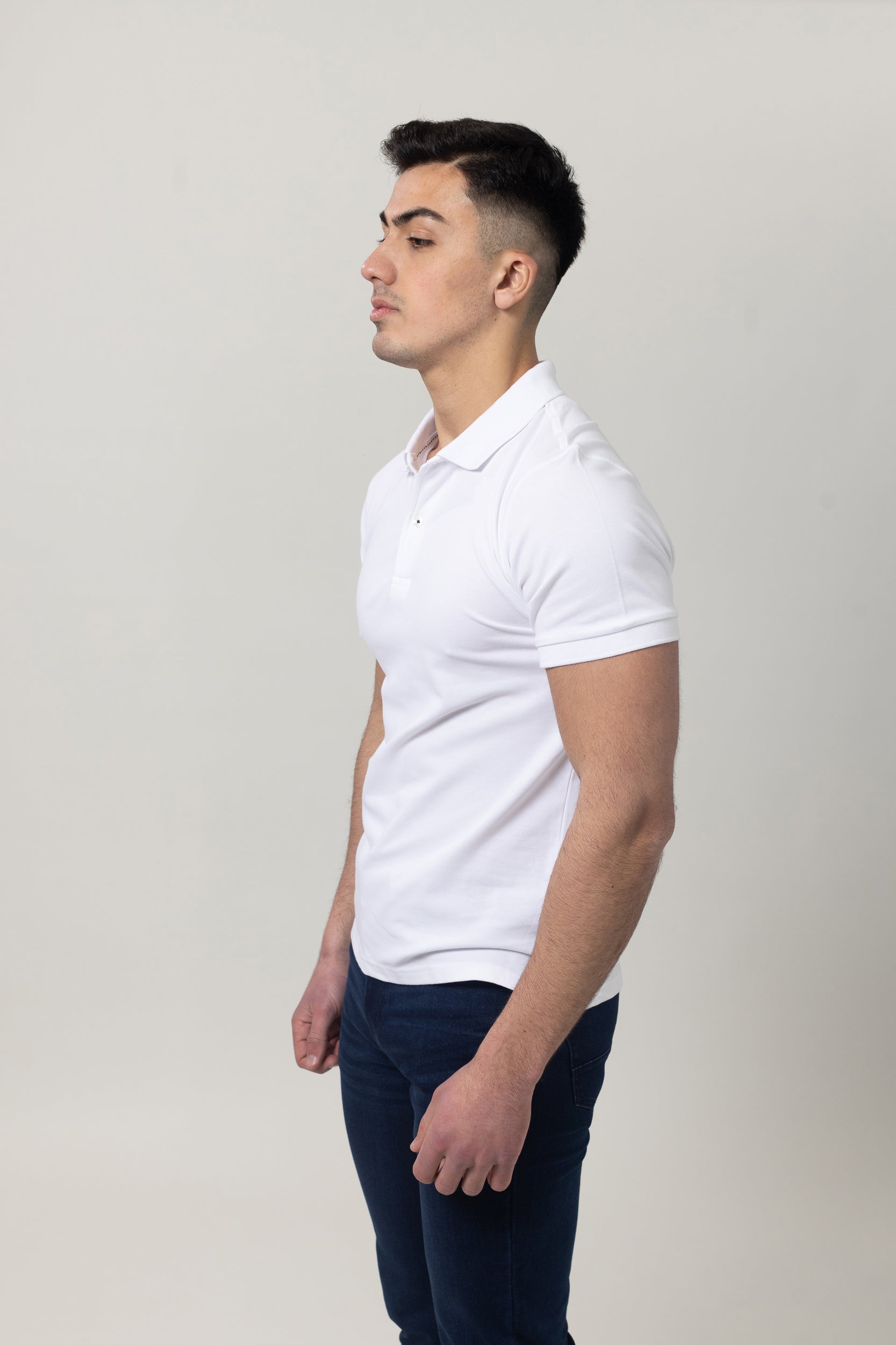 Plain Polo Cotton Lycra - White