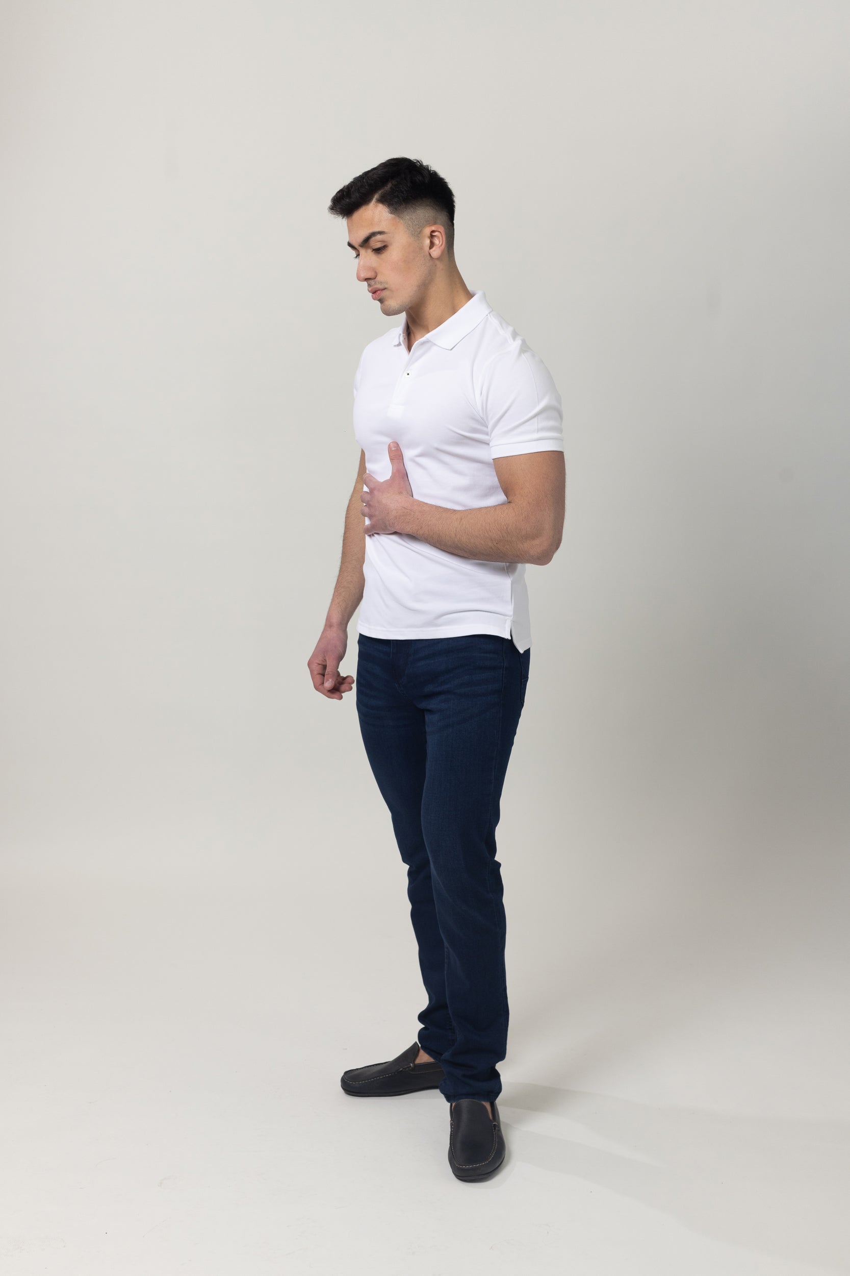 Plain Polo Cotton Lycra - White