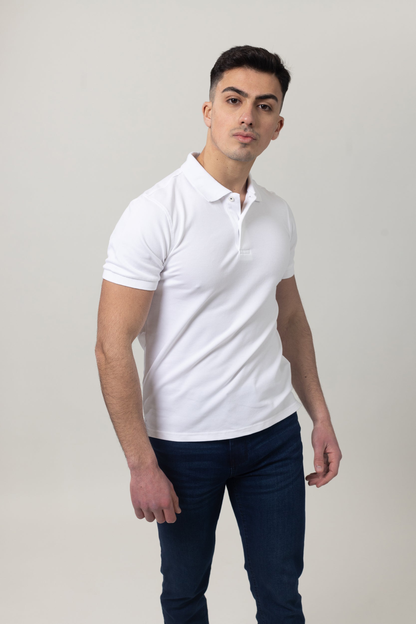 Plain Polo Cotton Lycra - White