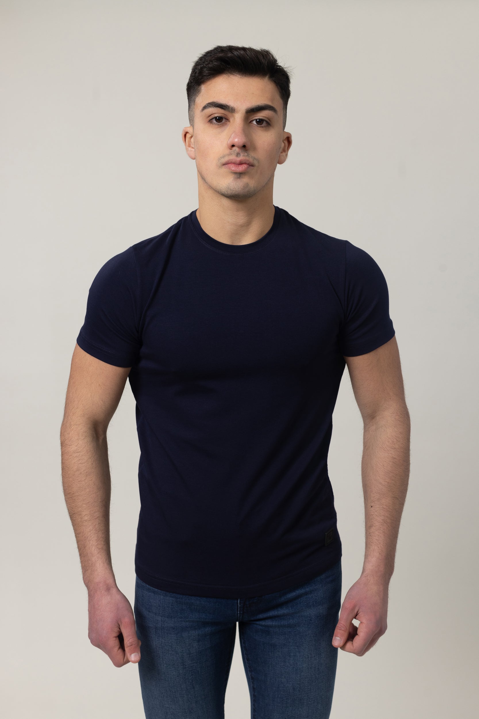 T-Shirt Cotton Lycra Round Neck - Navy