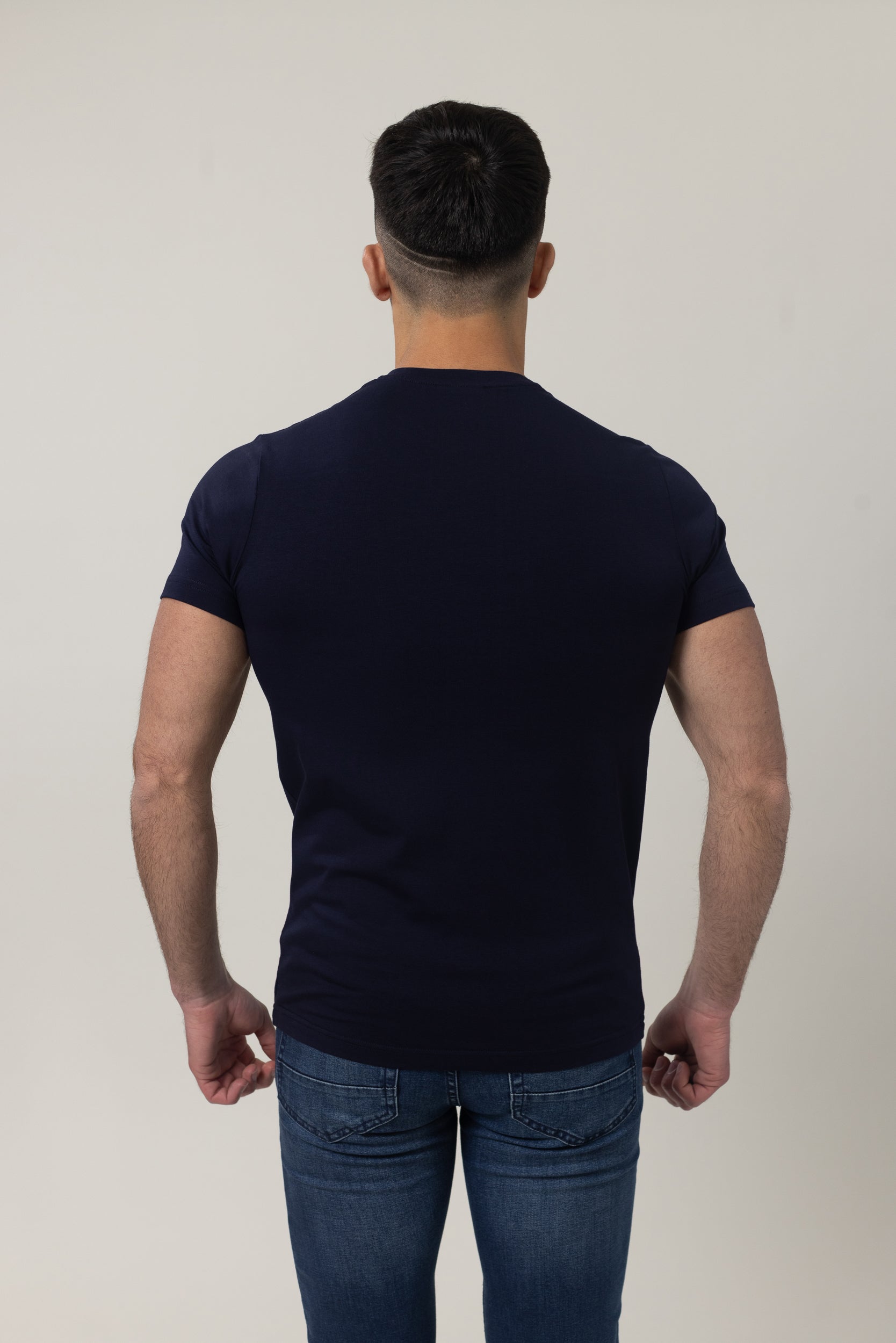 T-Shirt Cotton Lycra Round Neck - Navy