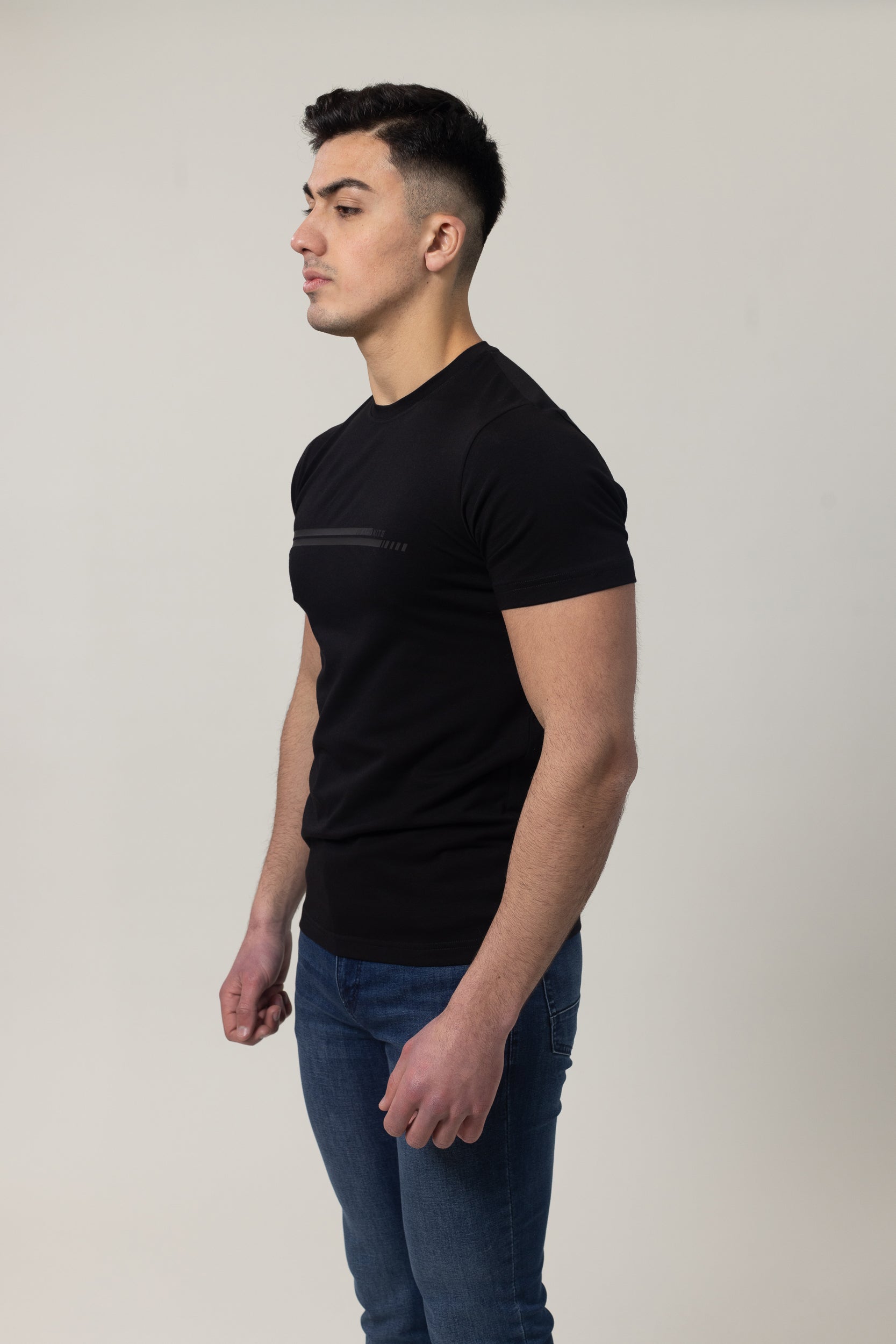 T-Shirt Cotton Lycra Round Neck - Black