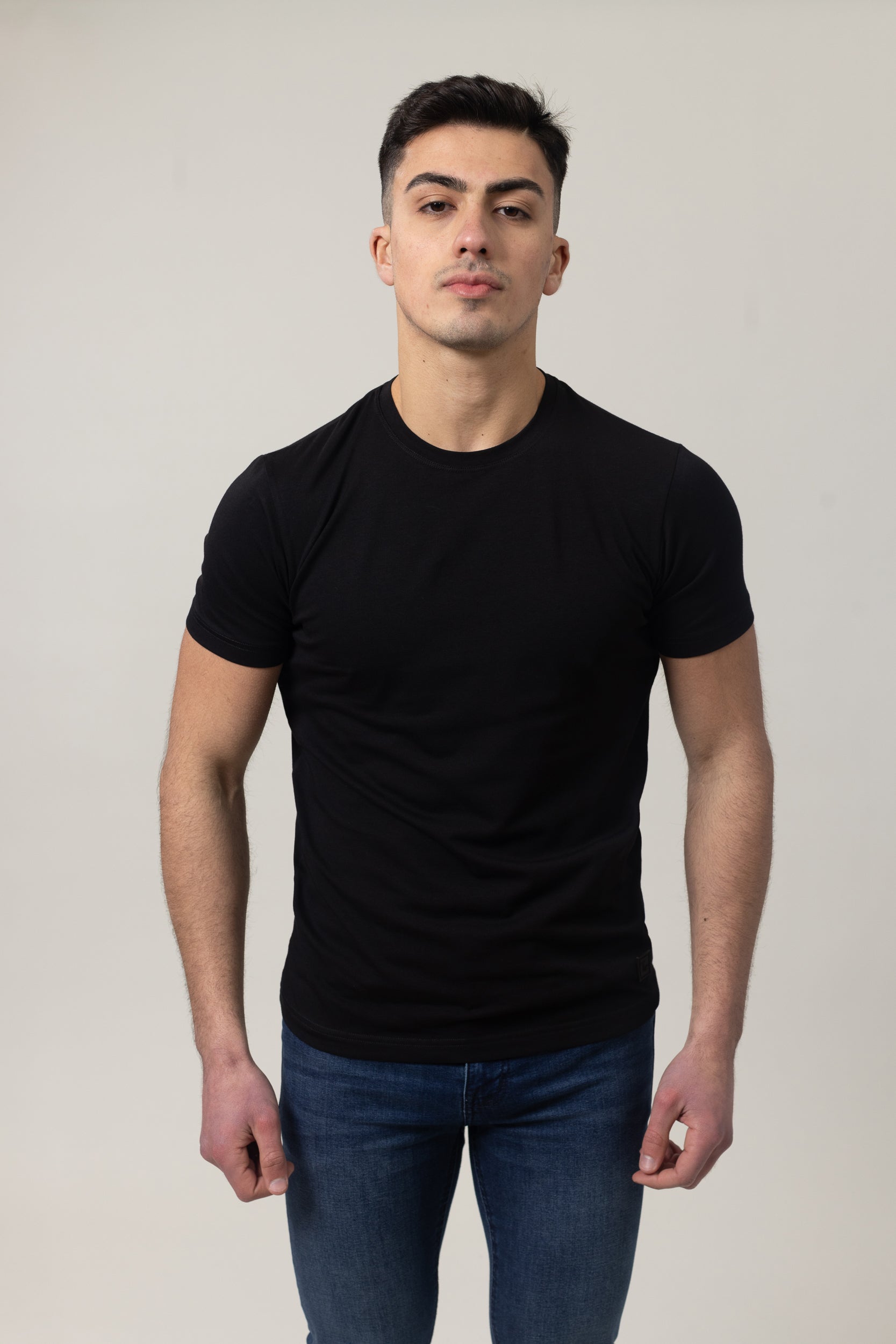 T-Shirt Cotton Lycra Round Neck - Black