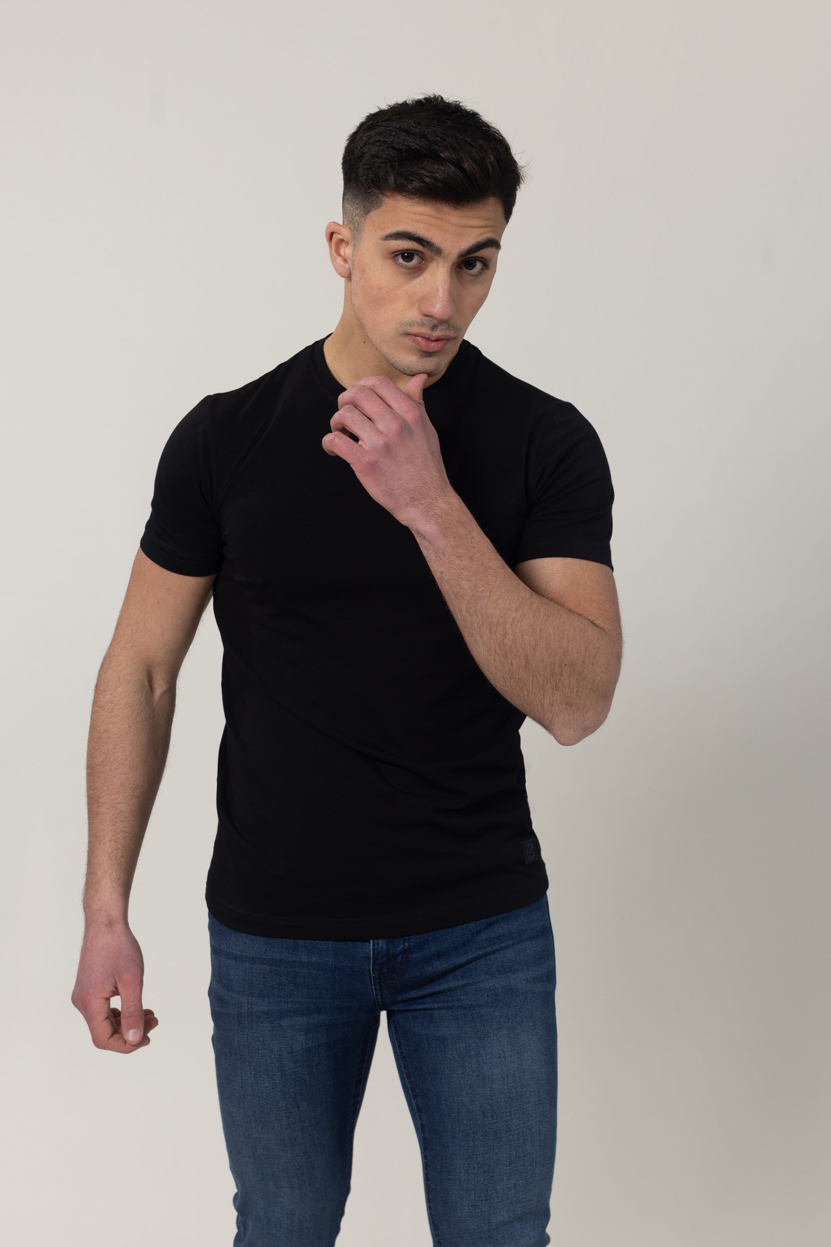 T-Shirt Cotton Lycra Round Neck - Black