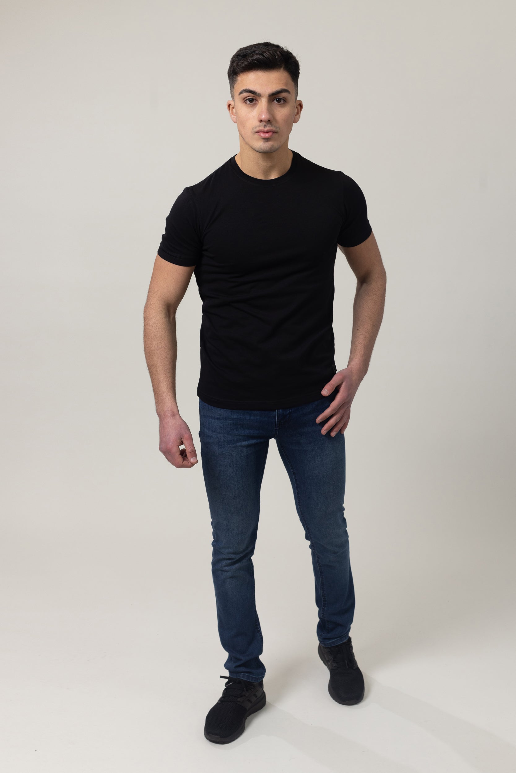 T-Shirt Cotton Lycra Round Neck - Black