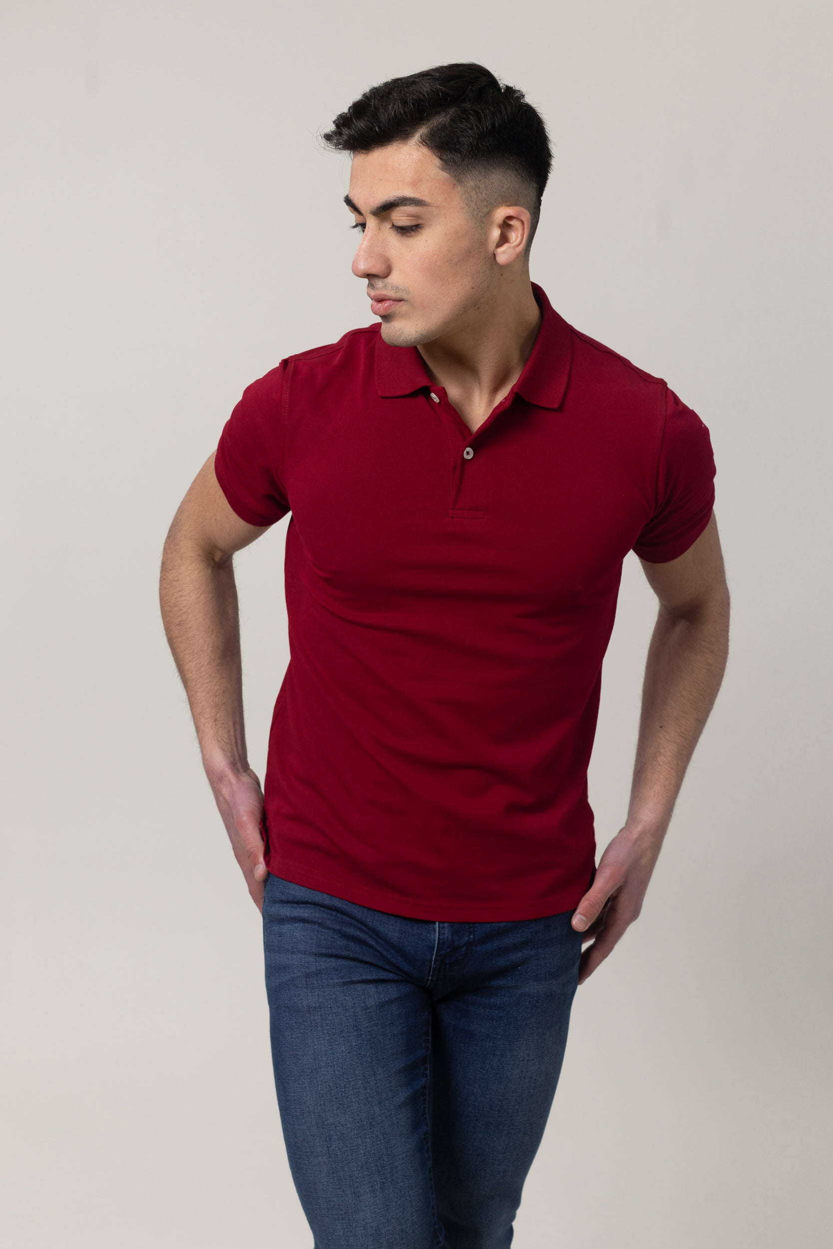 Plain Polo Cotton Lycra - Burgandy