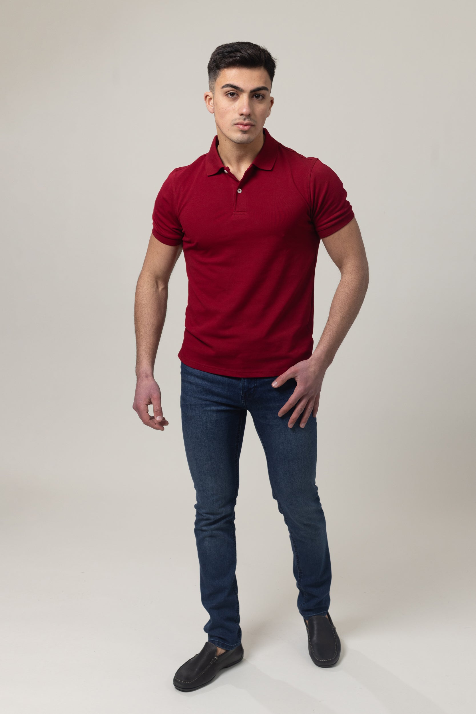 Plain Polo Cotton Lycra - Burgandy