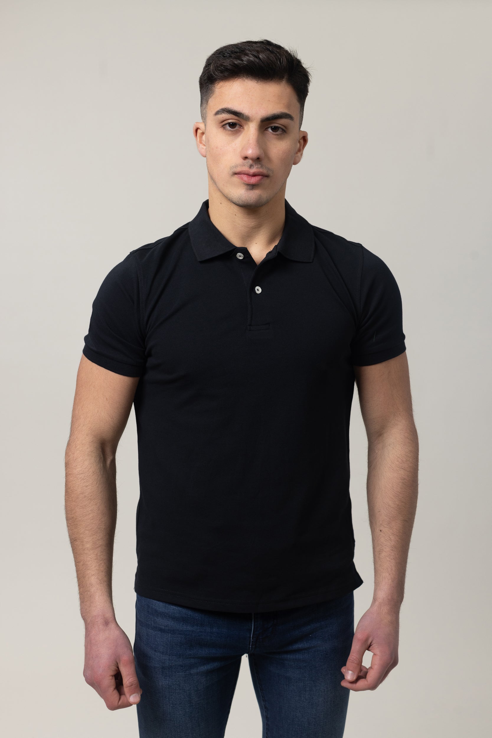Plain Polo Cotton Lycra - Black