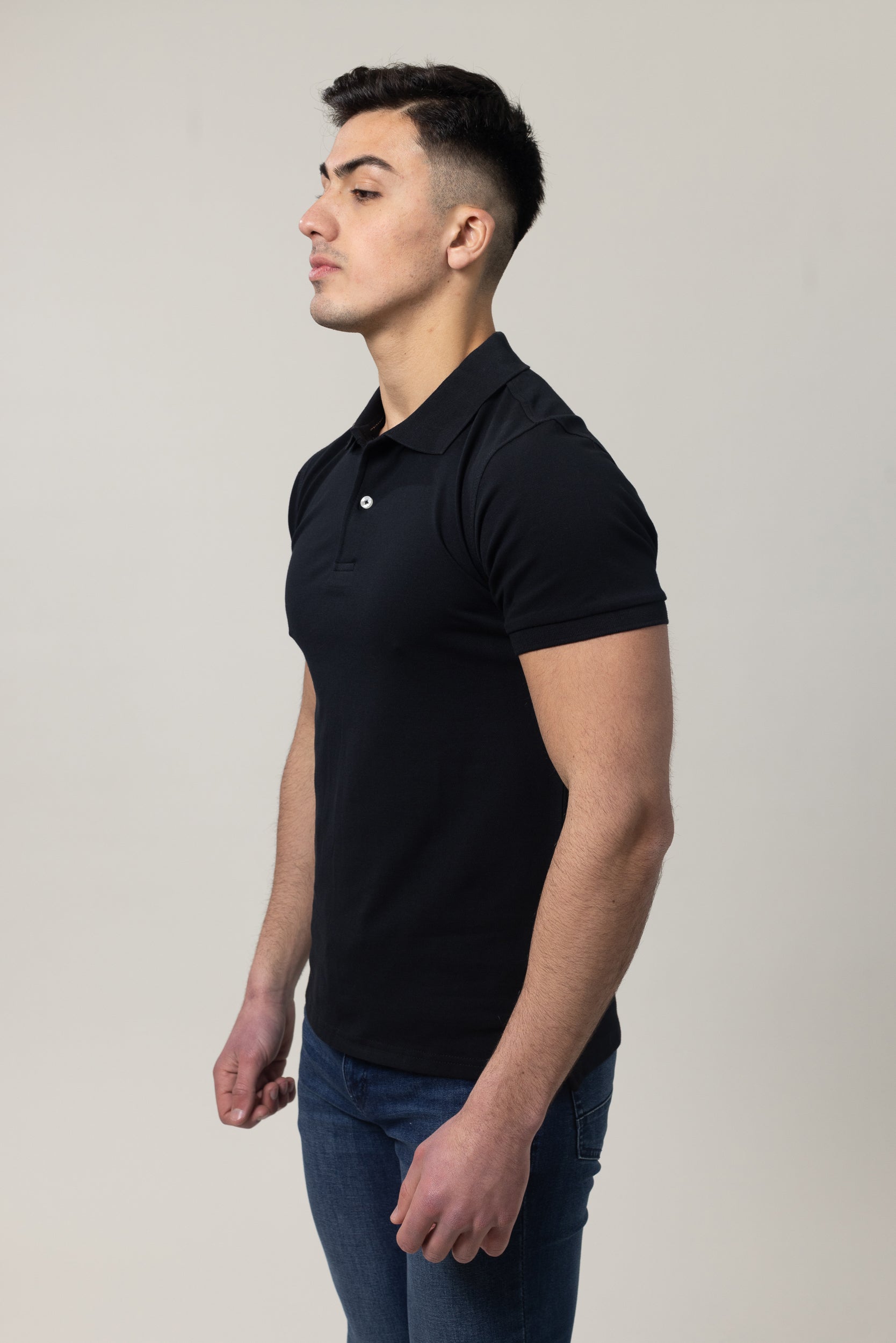 Plain Polo Cotton Lycra - Black