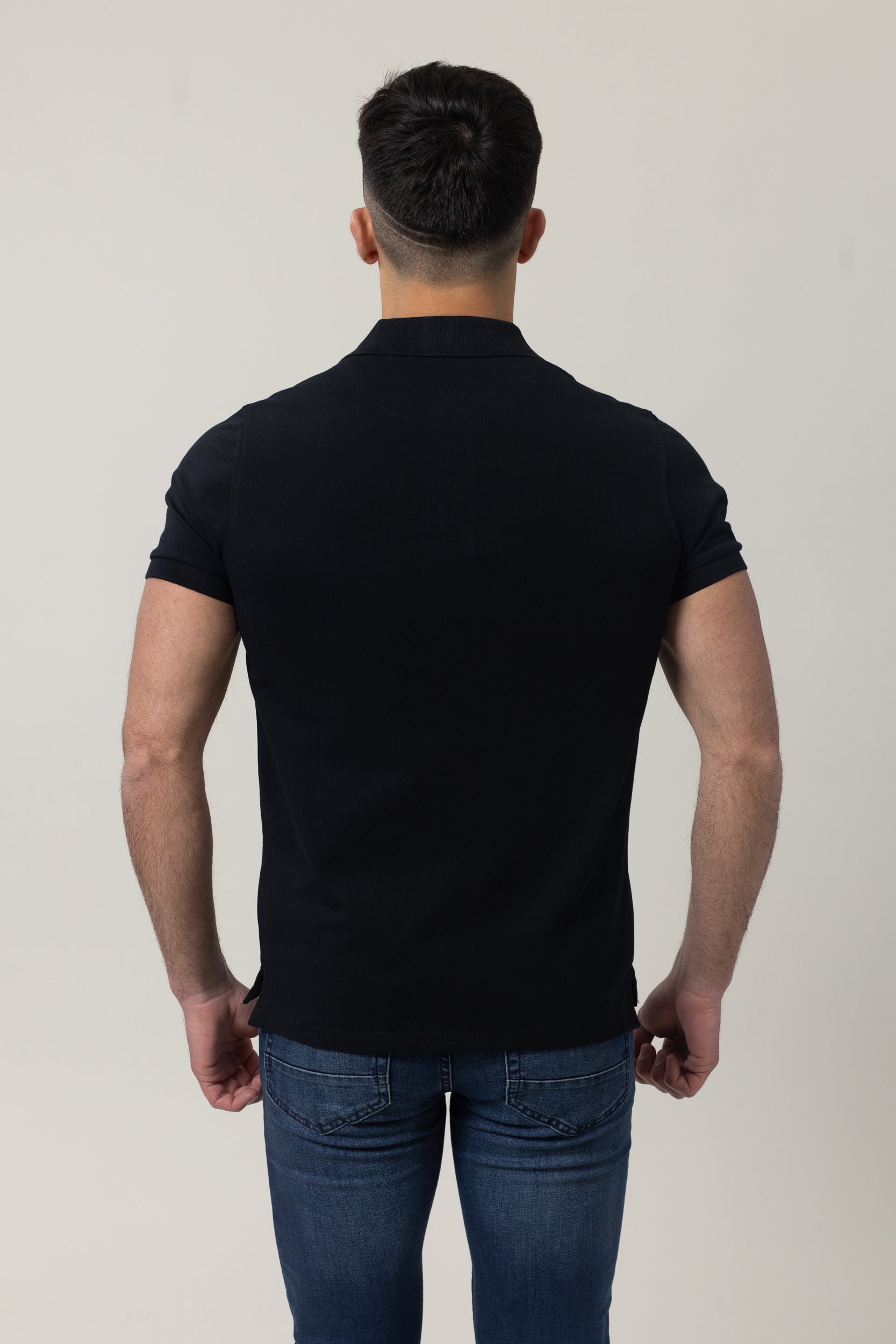 Plain Polo Cotton Lycra - Black