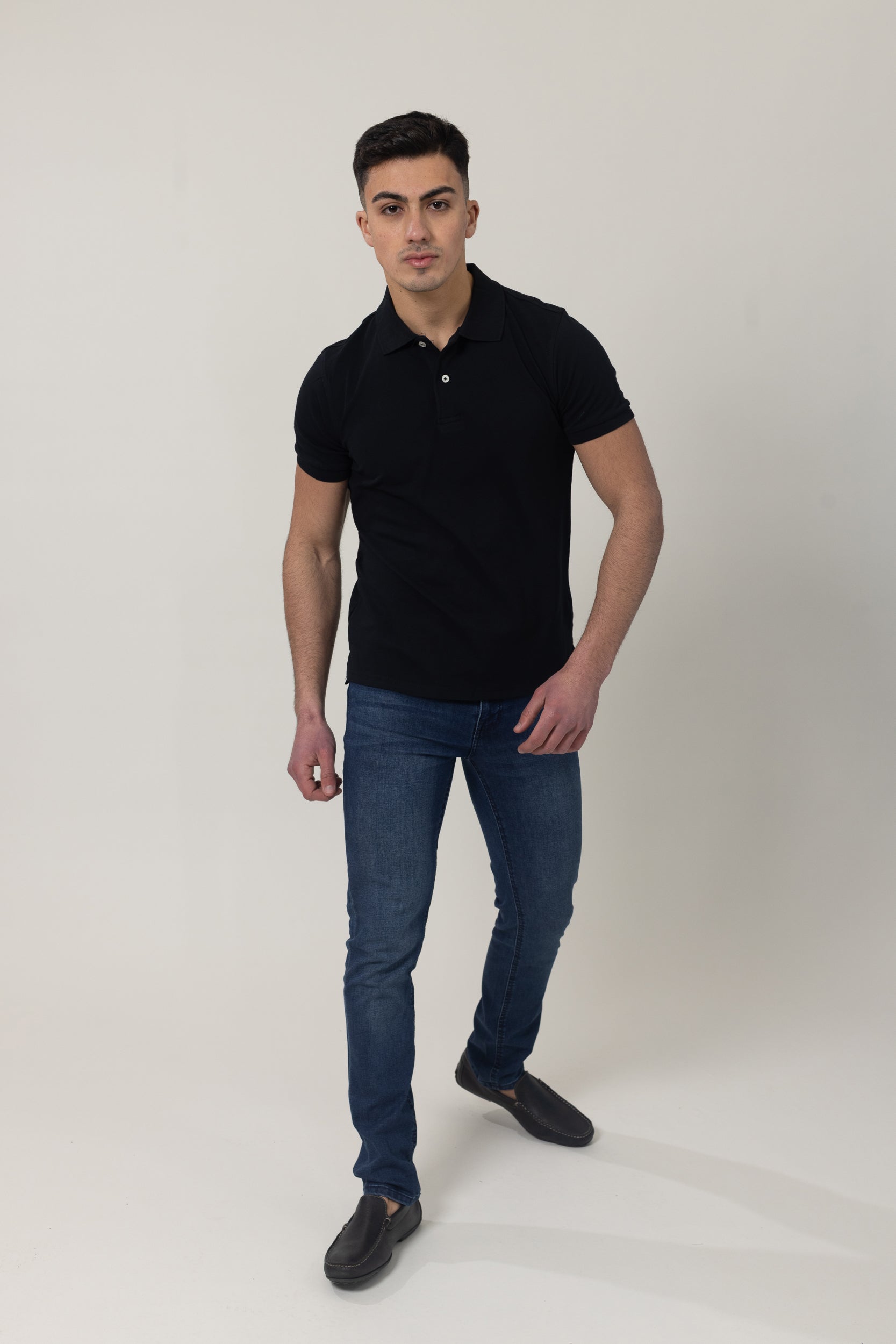 Plain Polo Cotton Lycra - Black