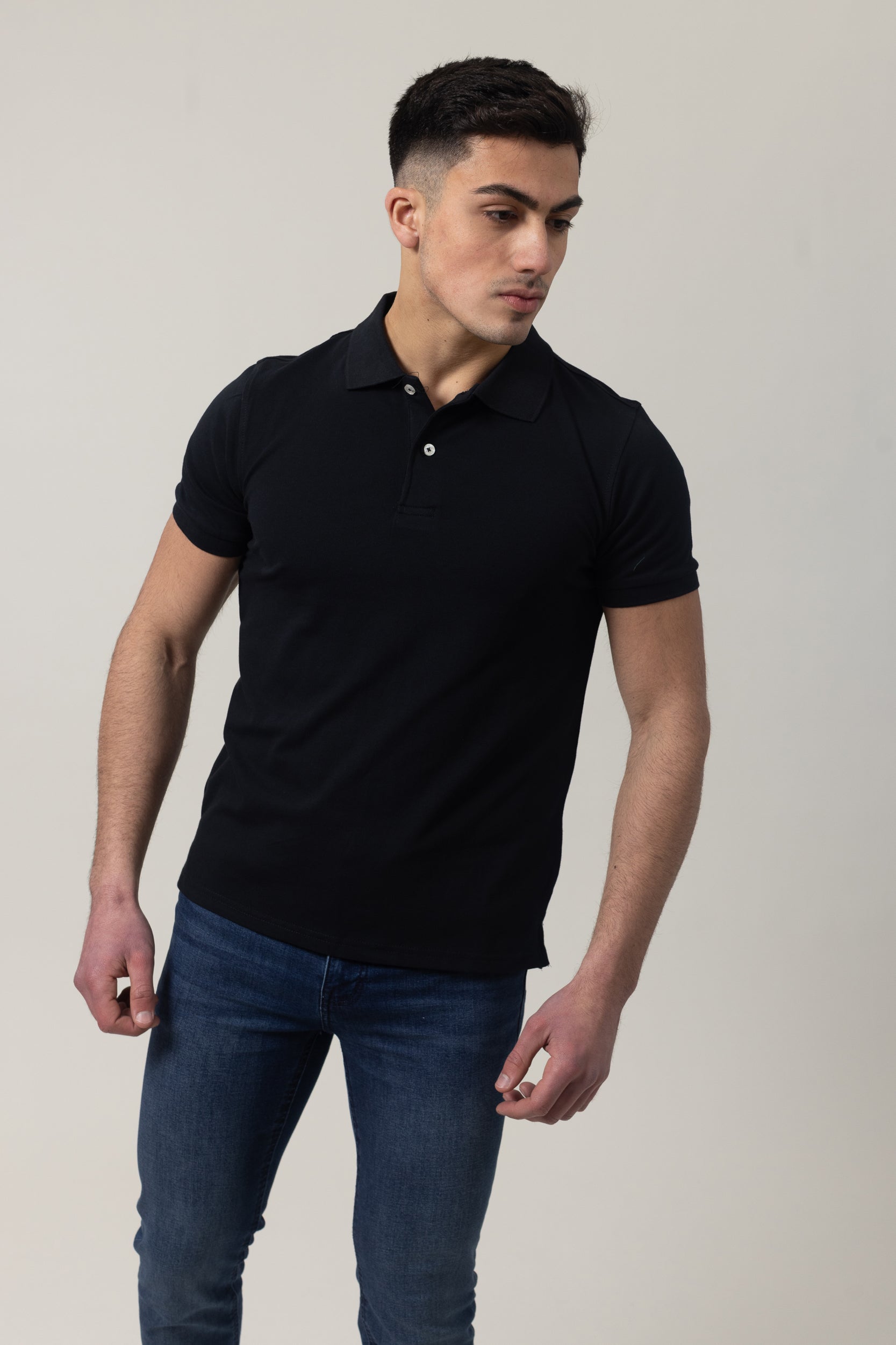Plain Polo Cotton Lycra - Black