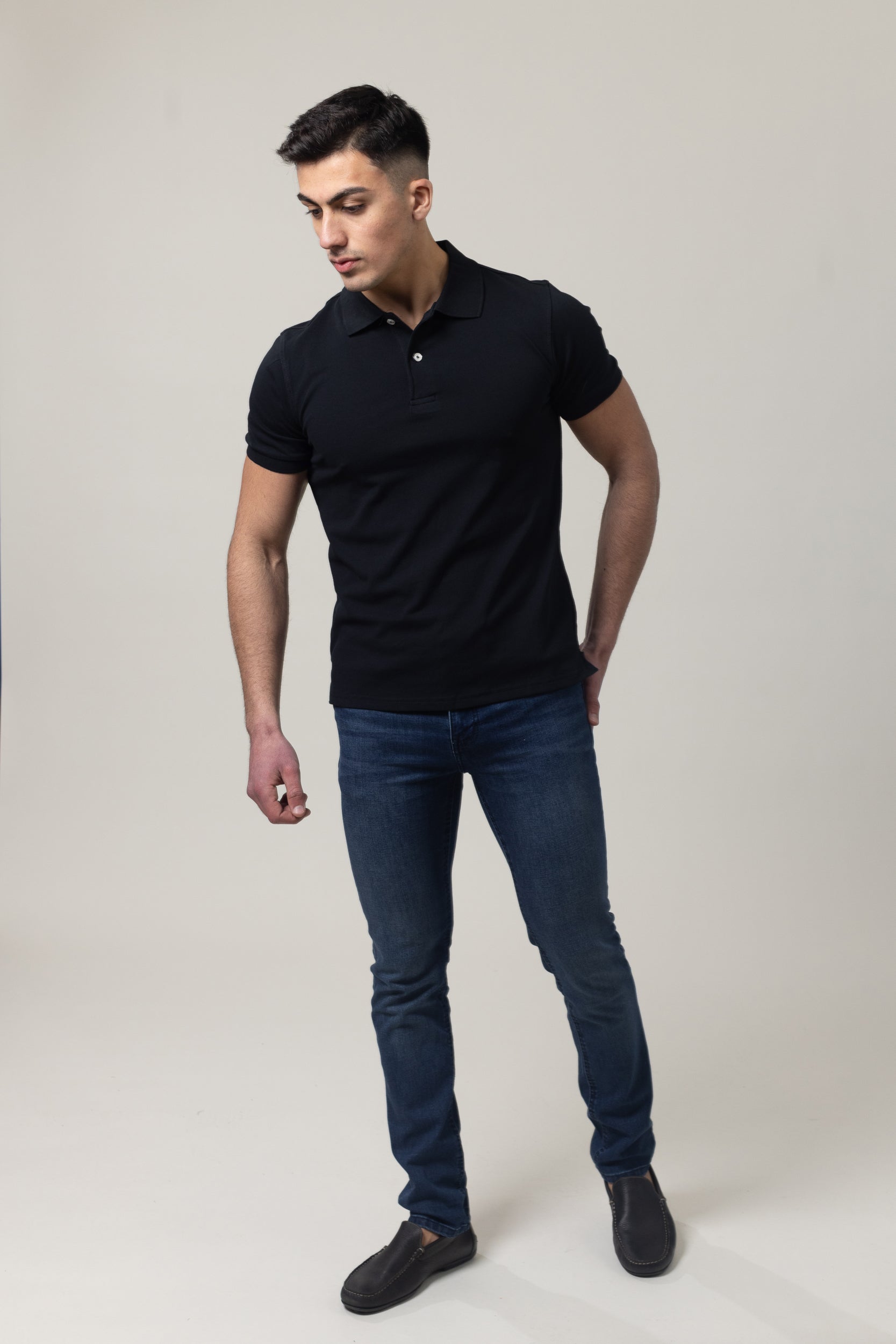 Plain Polo Cotton Lycra - Black