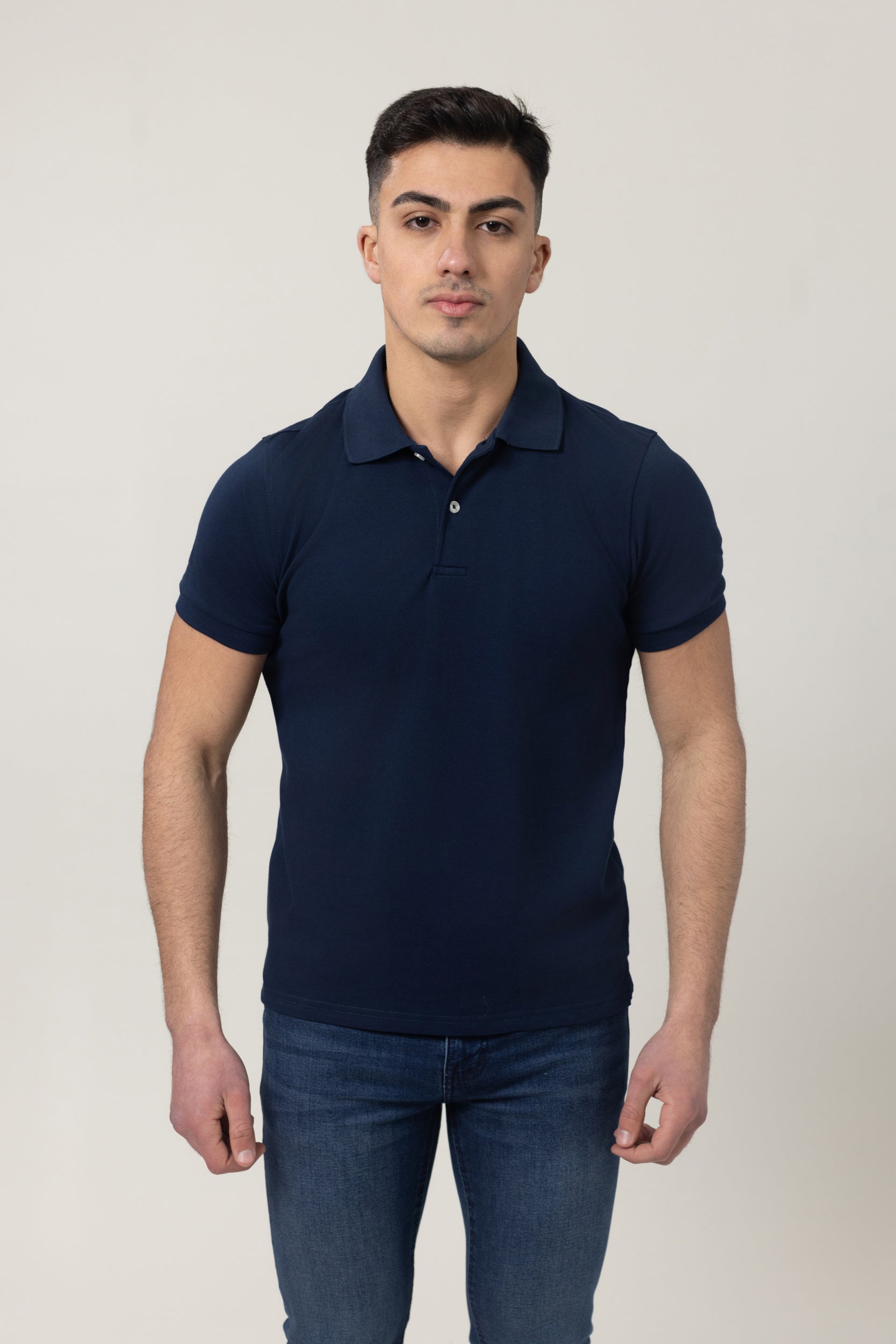 Plain Polo Cotton Lycra - Navy
