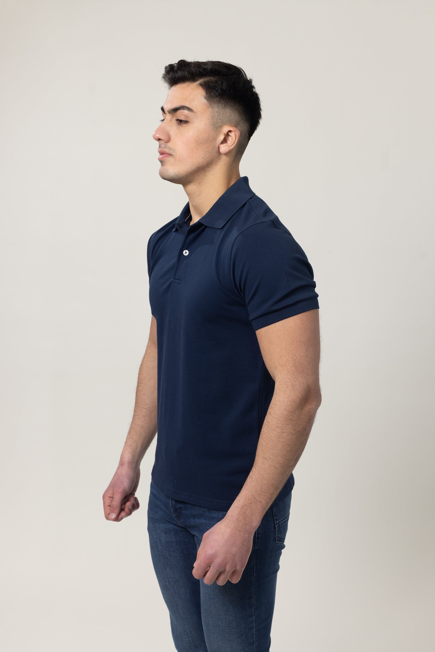 Plain Polo Cotton Lycra - Navy