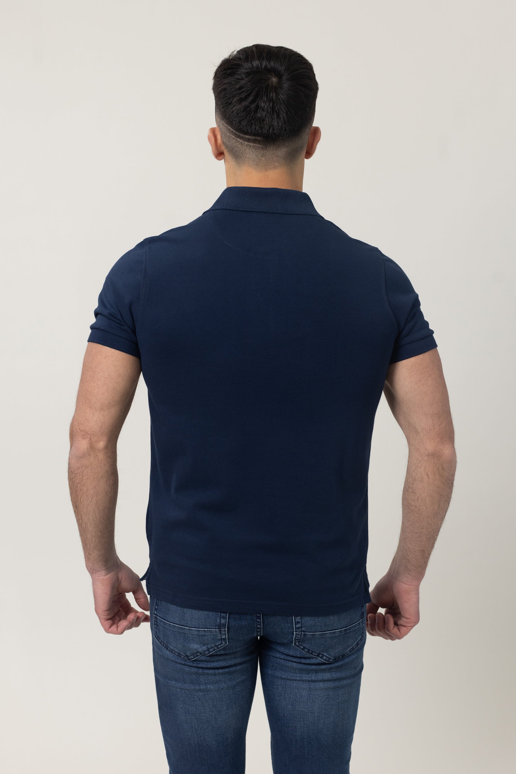 Plain Polo Cotton Lycra - Navy