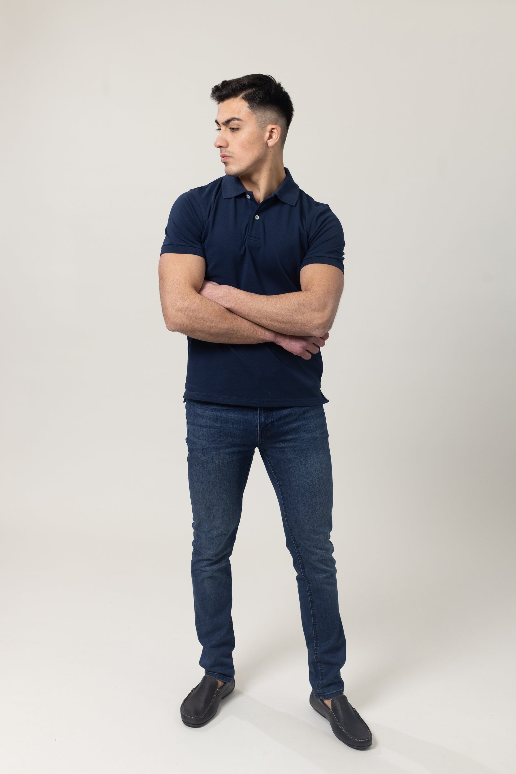 Plain Polo Cotton Lycra - Navy