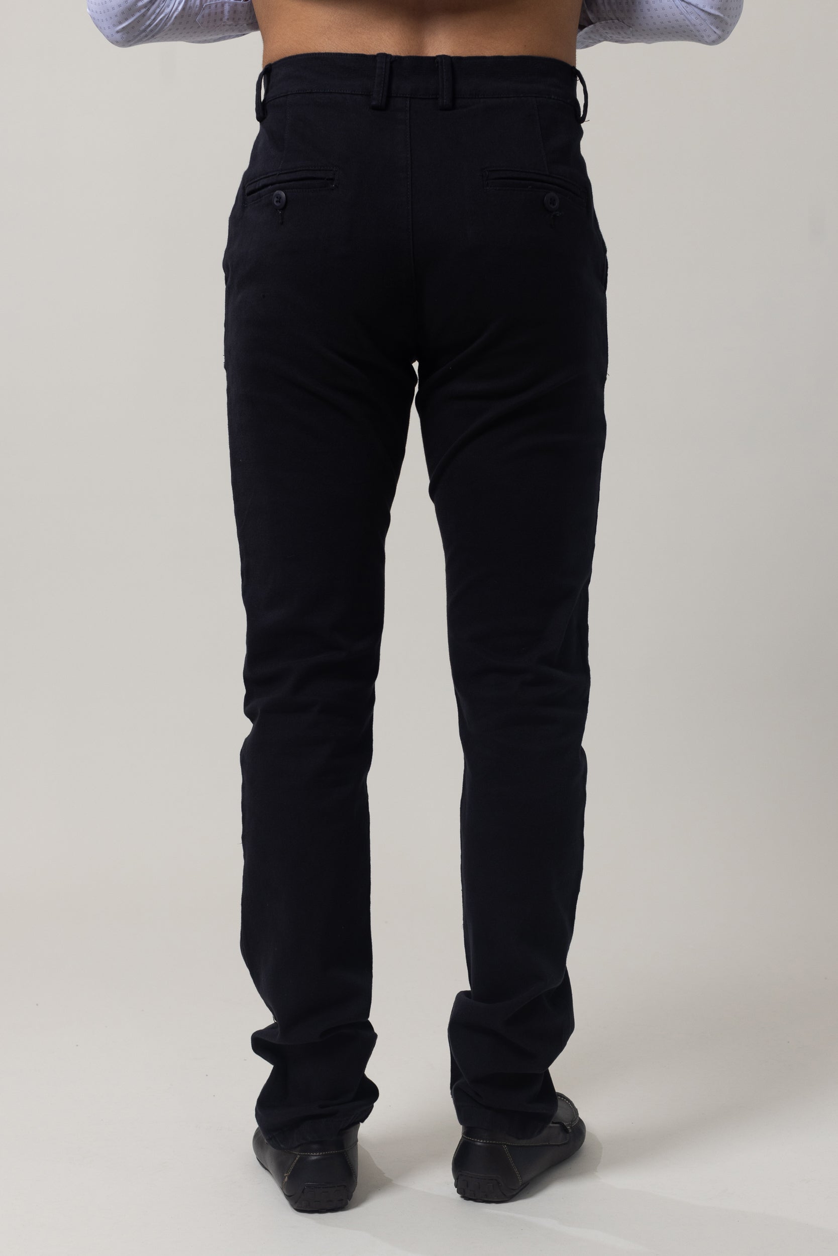 Plain Twill Cotton Pants with Lycra - Slim - Charcoal