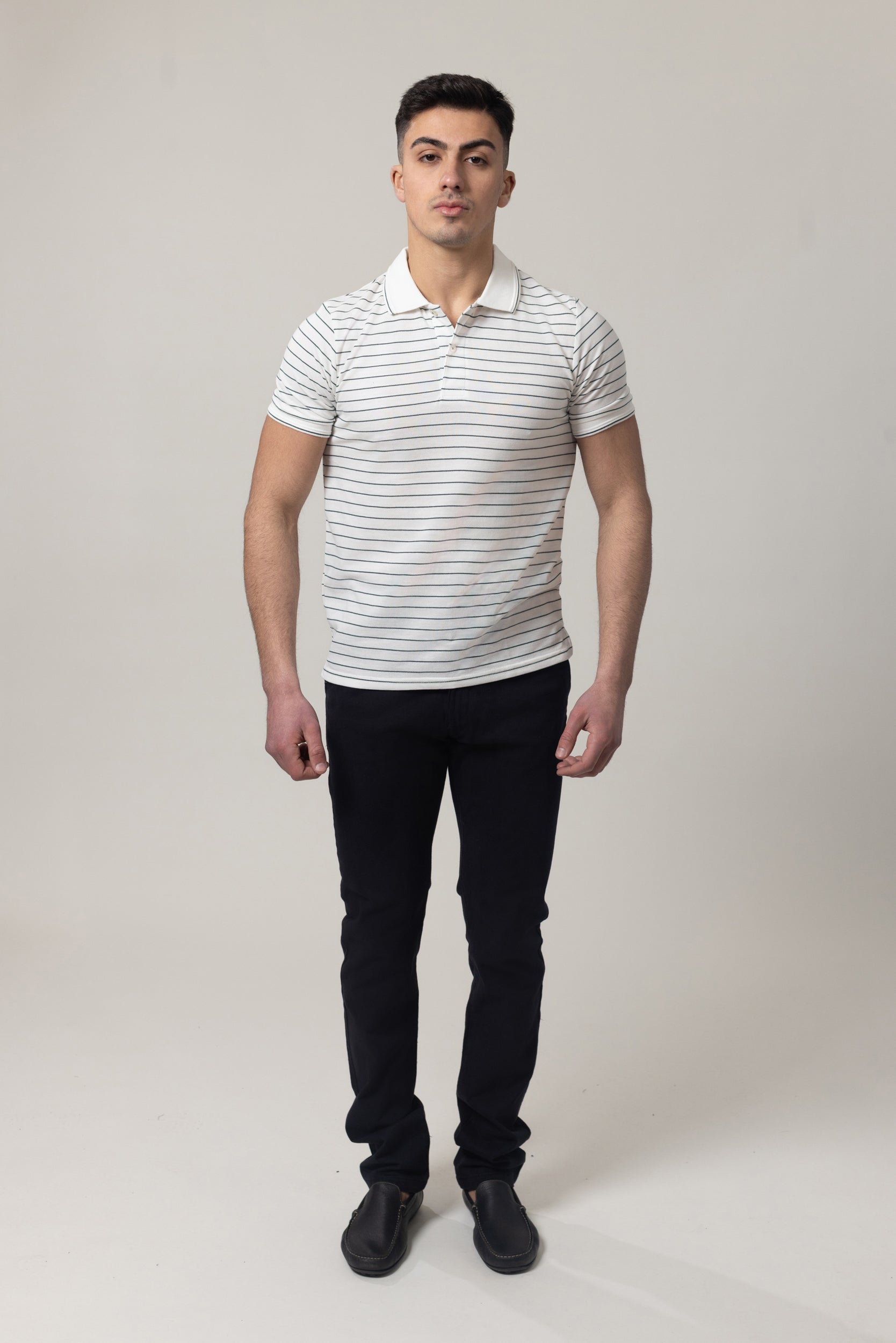 Yarn Dye Pique Polo T-Shirt - White
