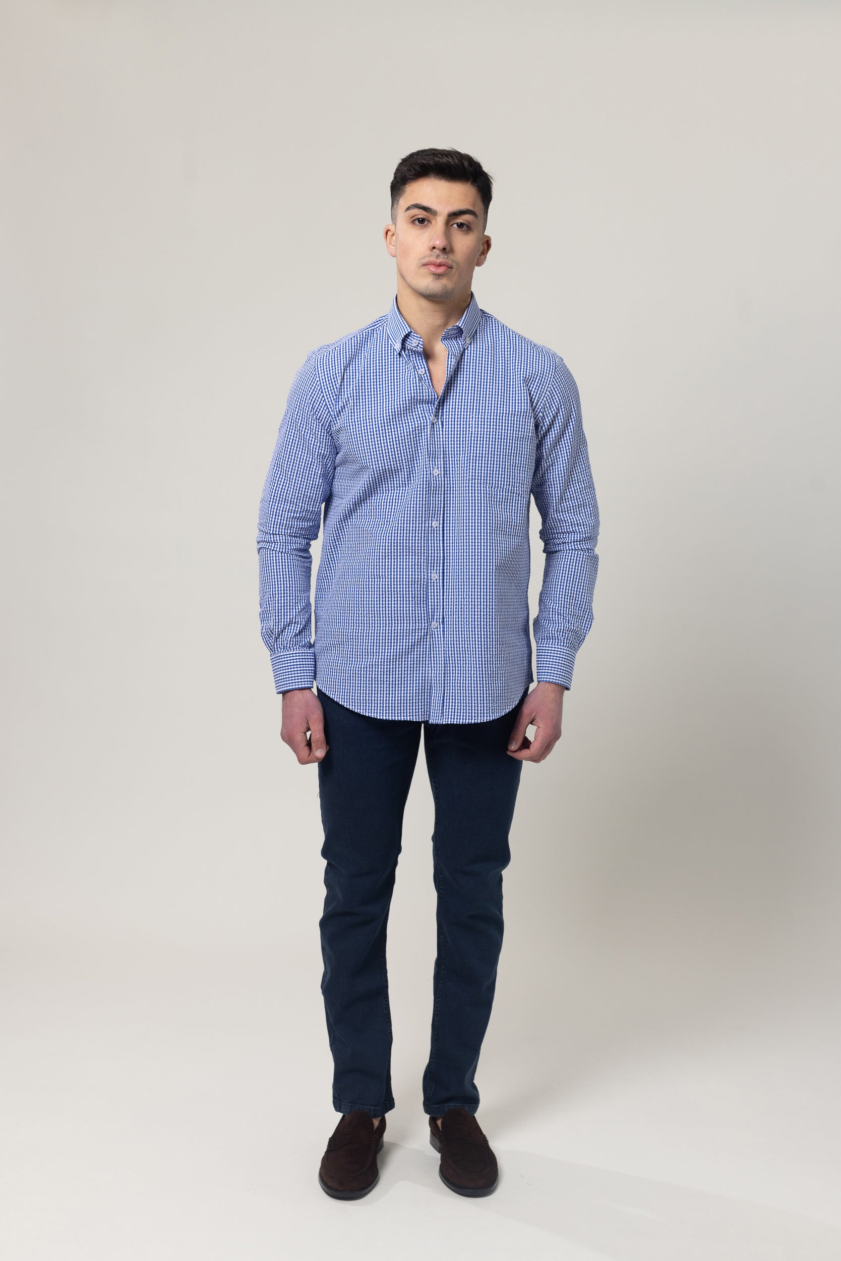Shirts Long Sleeve - Blue Check