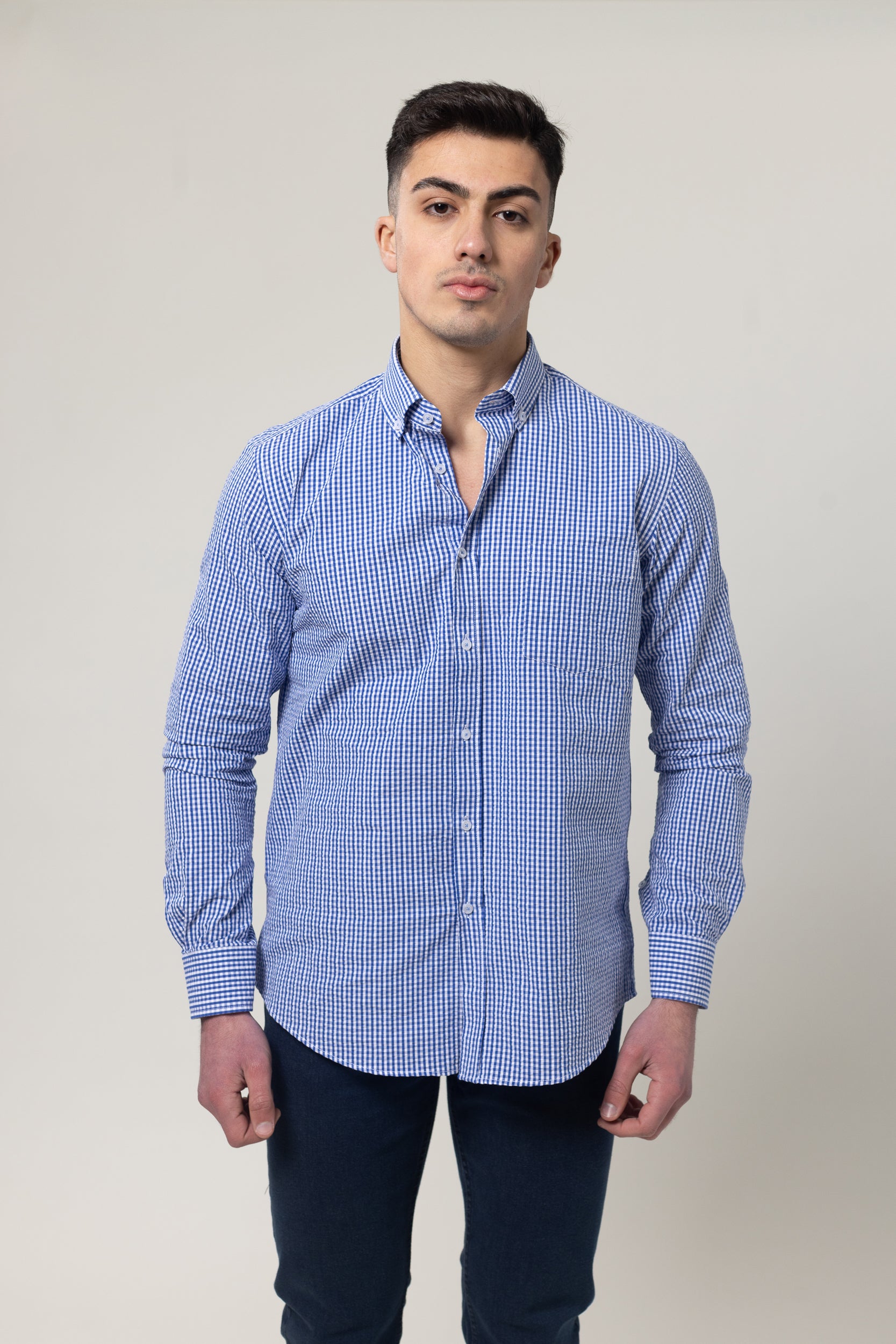 Shirts Long Sleeve - Blue Check