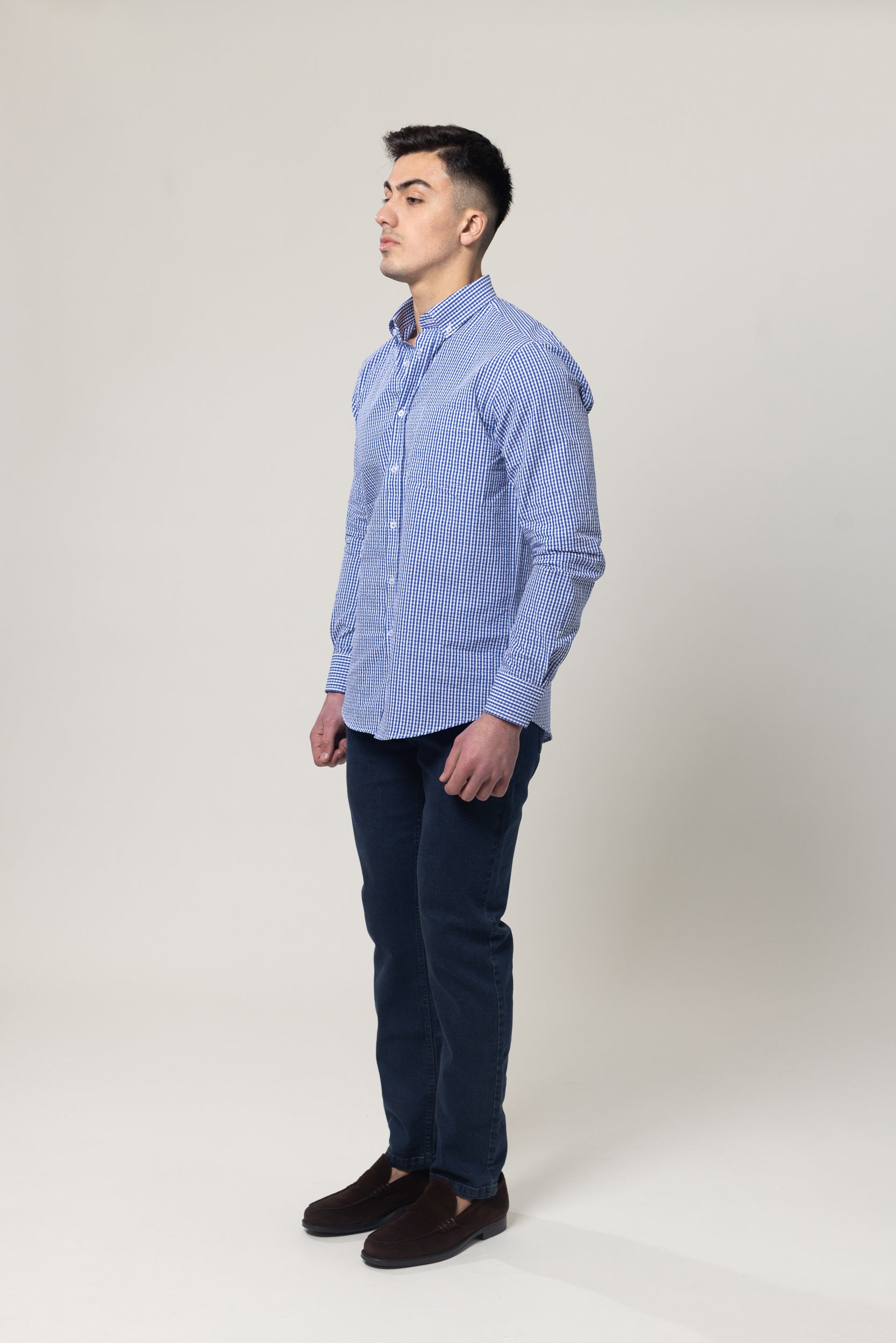 Shirts Long Sleeve - Blue Check