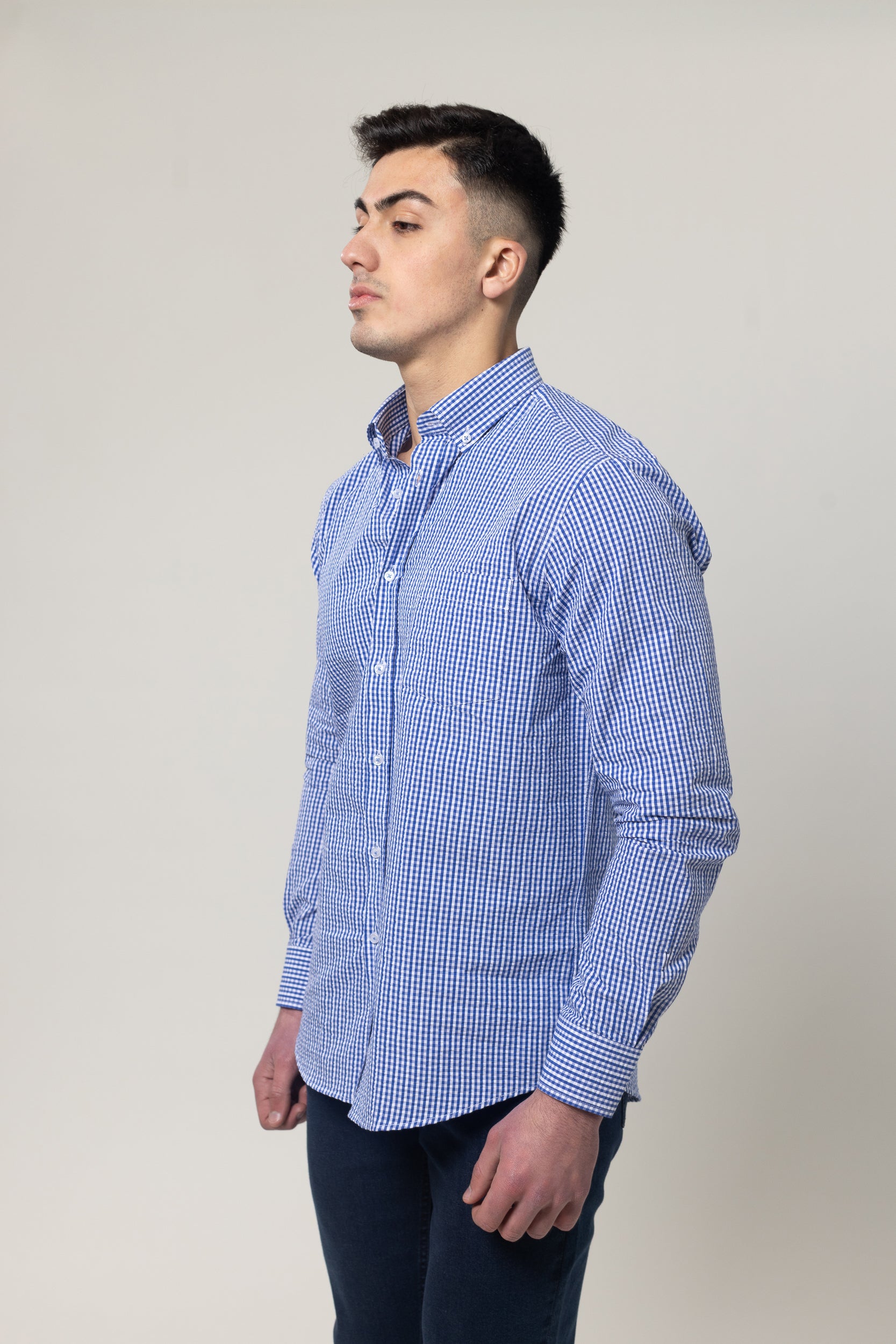 Shirts Long Sleeve - Blue Check