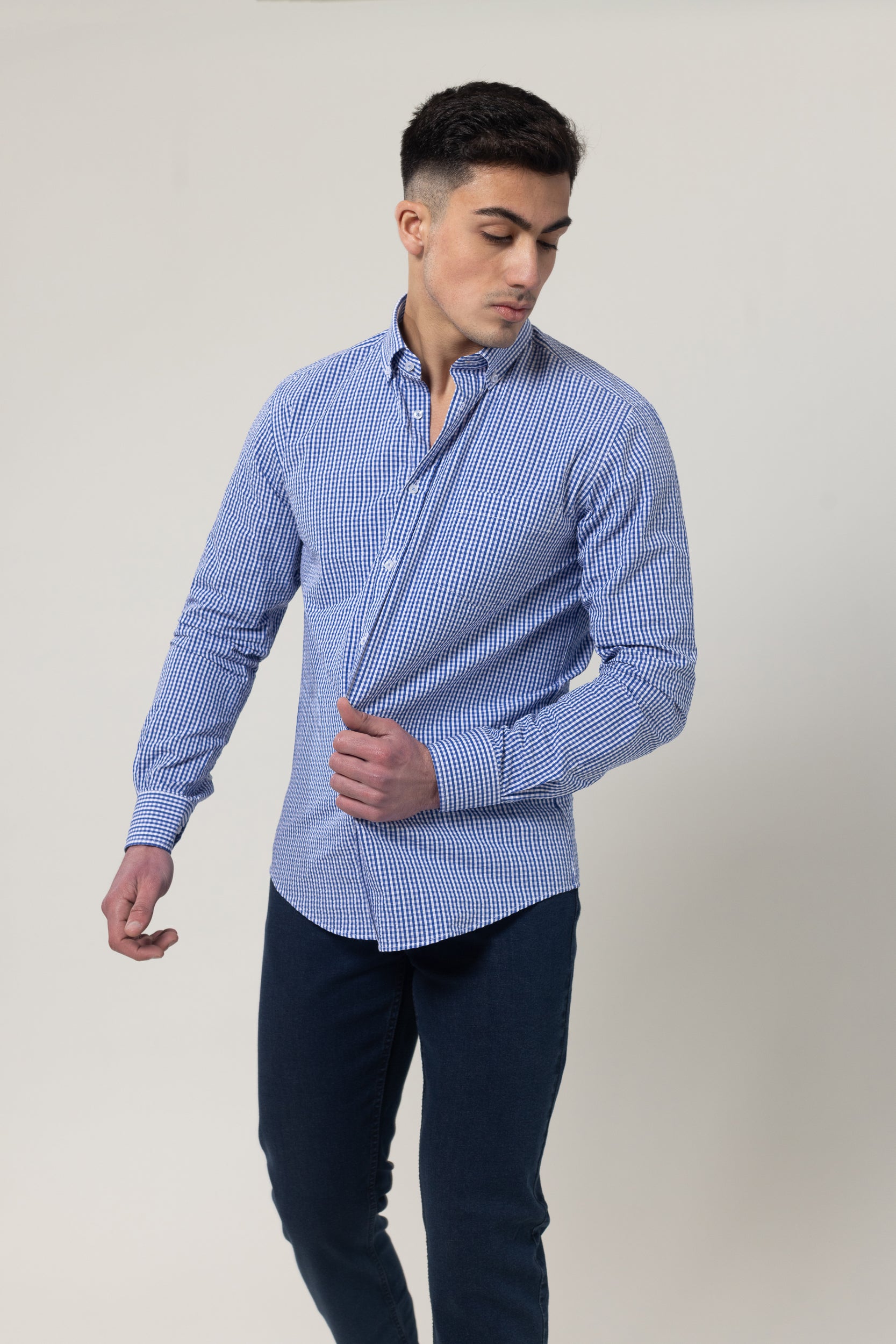 Shirts Long Sleeve - Blue Check