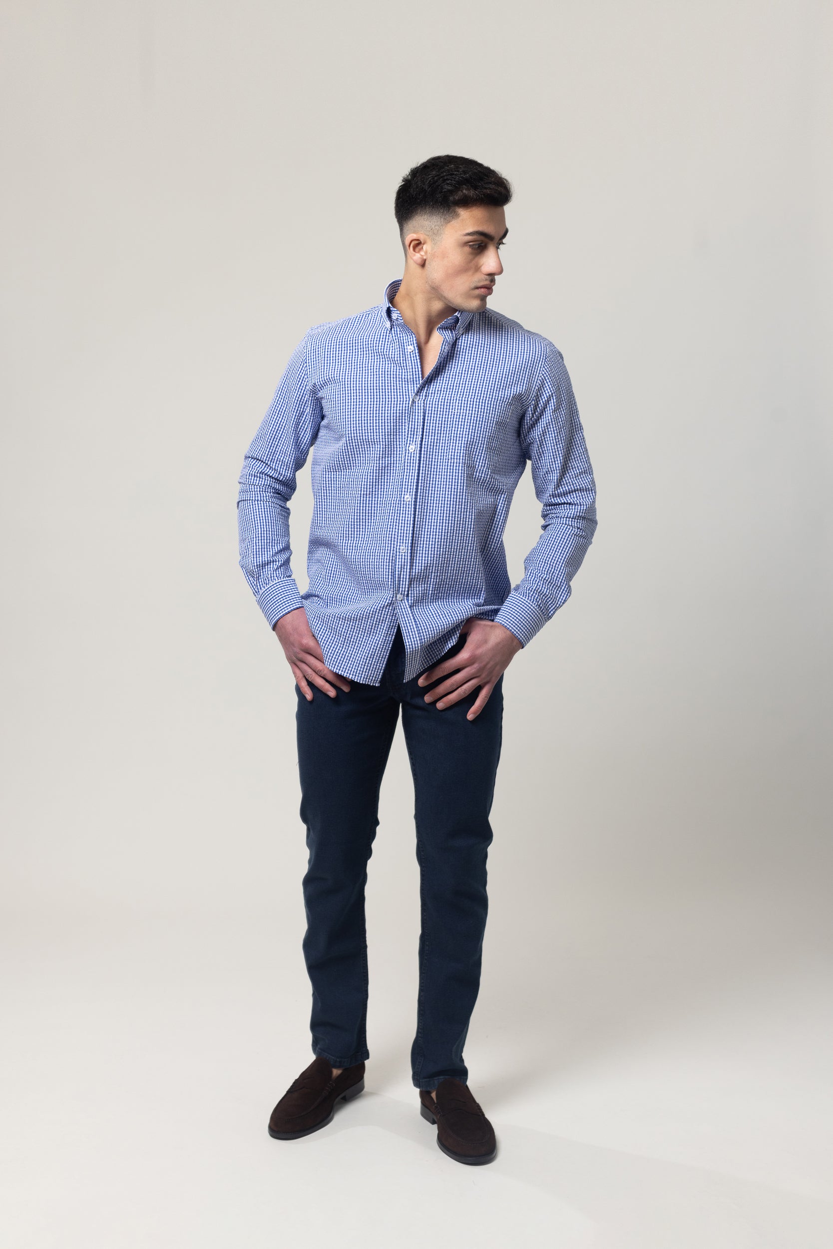 Shirts Long Sleeve - Blue Check