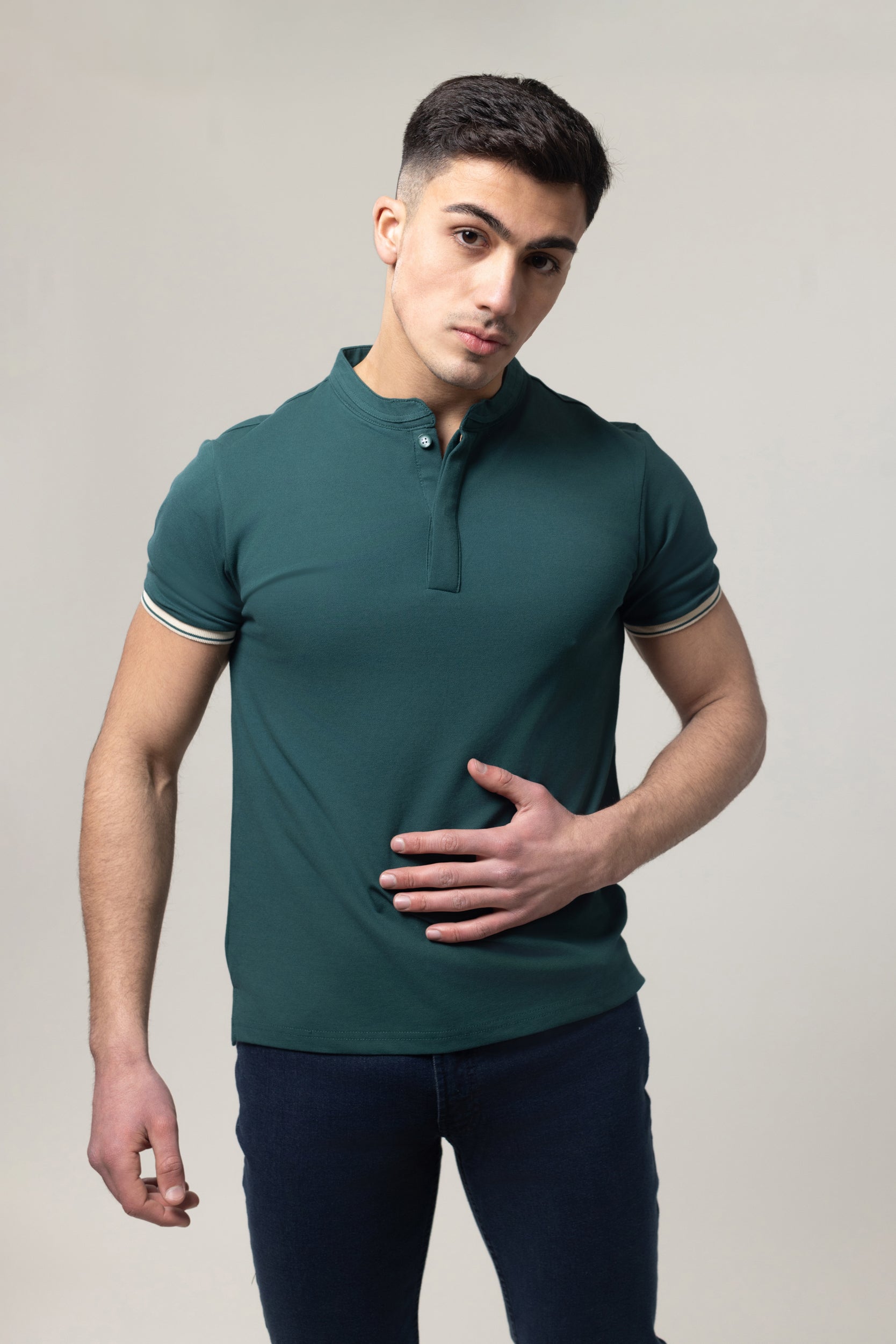 Pique Col Mao - Green