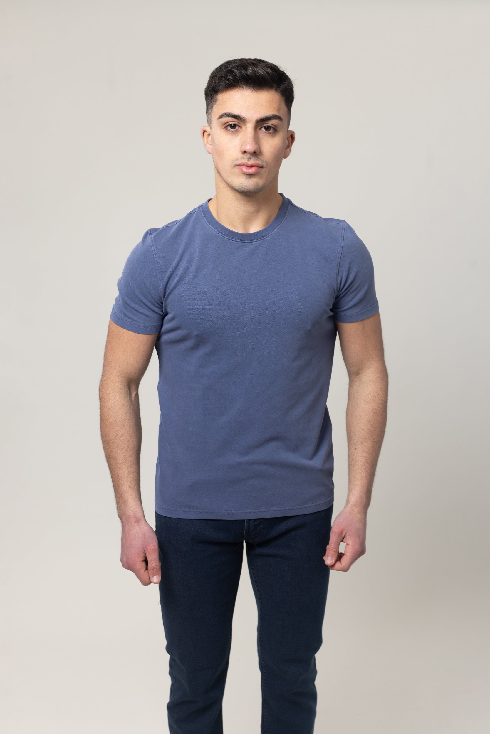 Washer Round Neck Pique - Blue