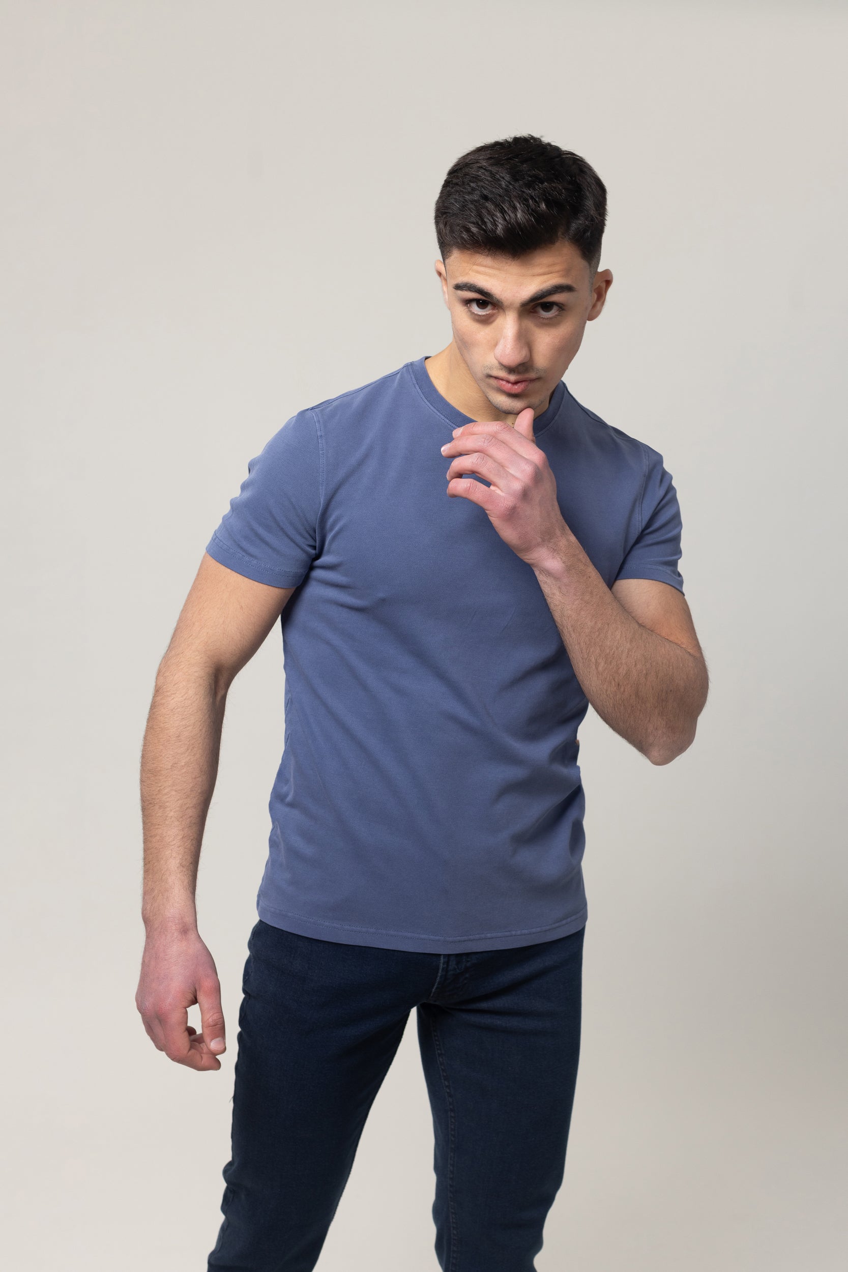 Washer Round Neck Pique - Blue