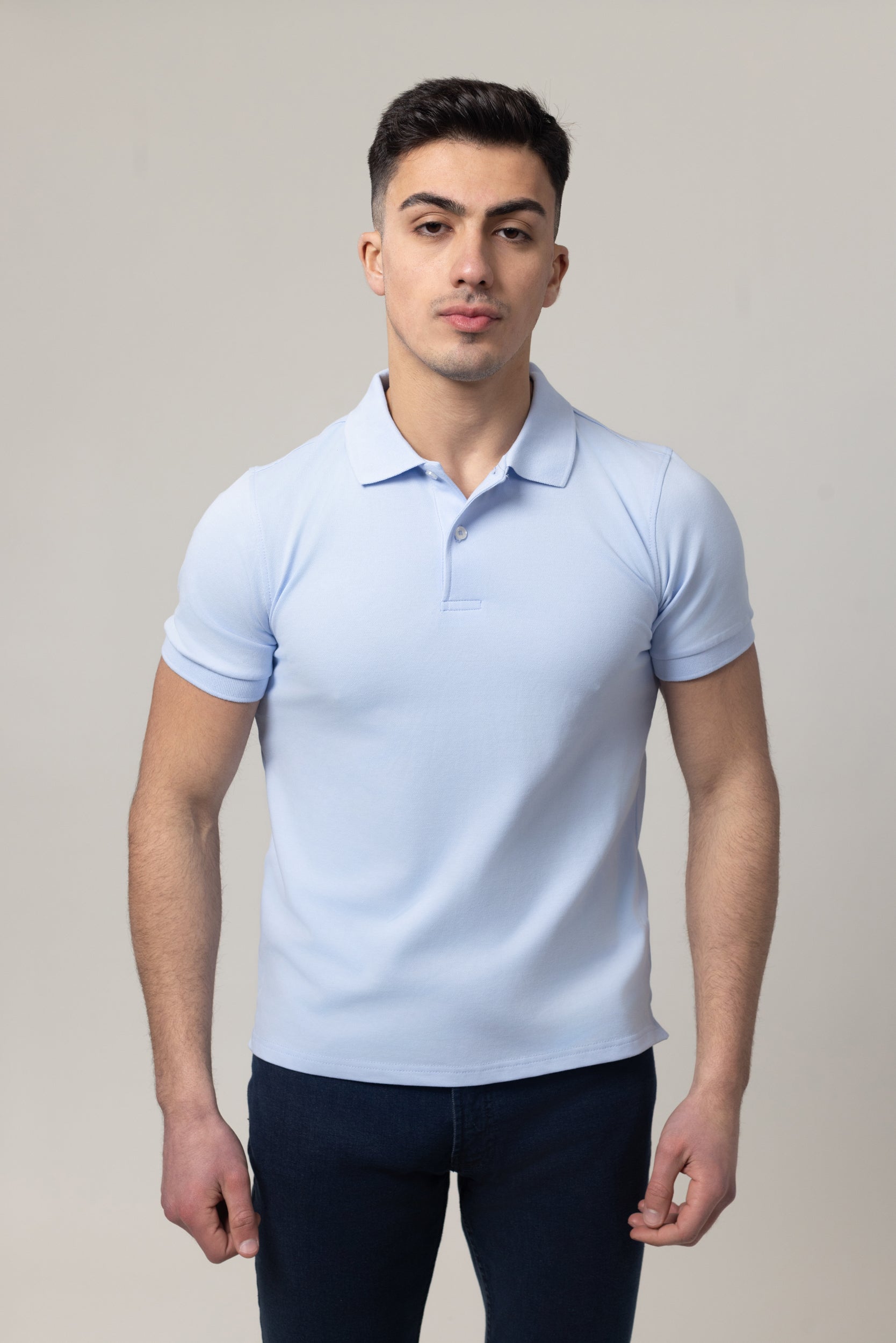 Plain Polo Cotton Lycra - Blue