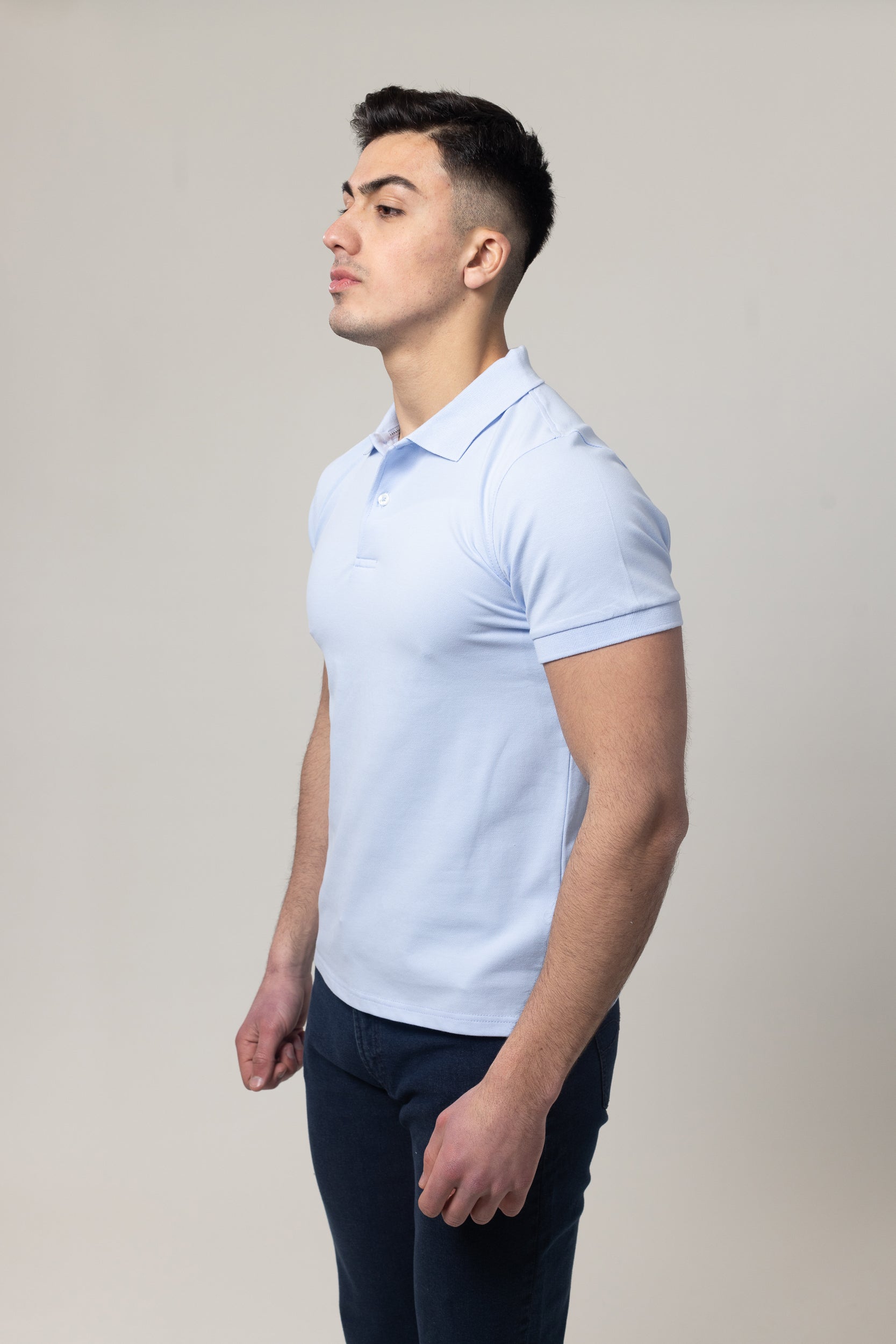 Plain Polo Cotton Lycra - Blue