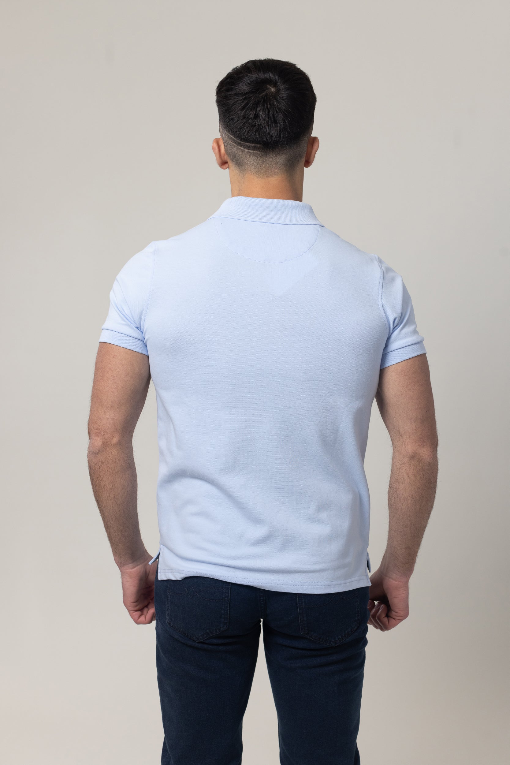 Plain Polo Cotton Lycra - Blue