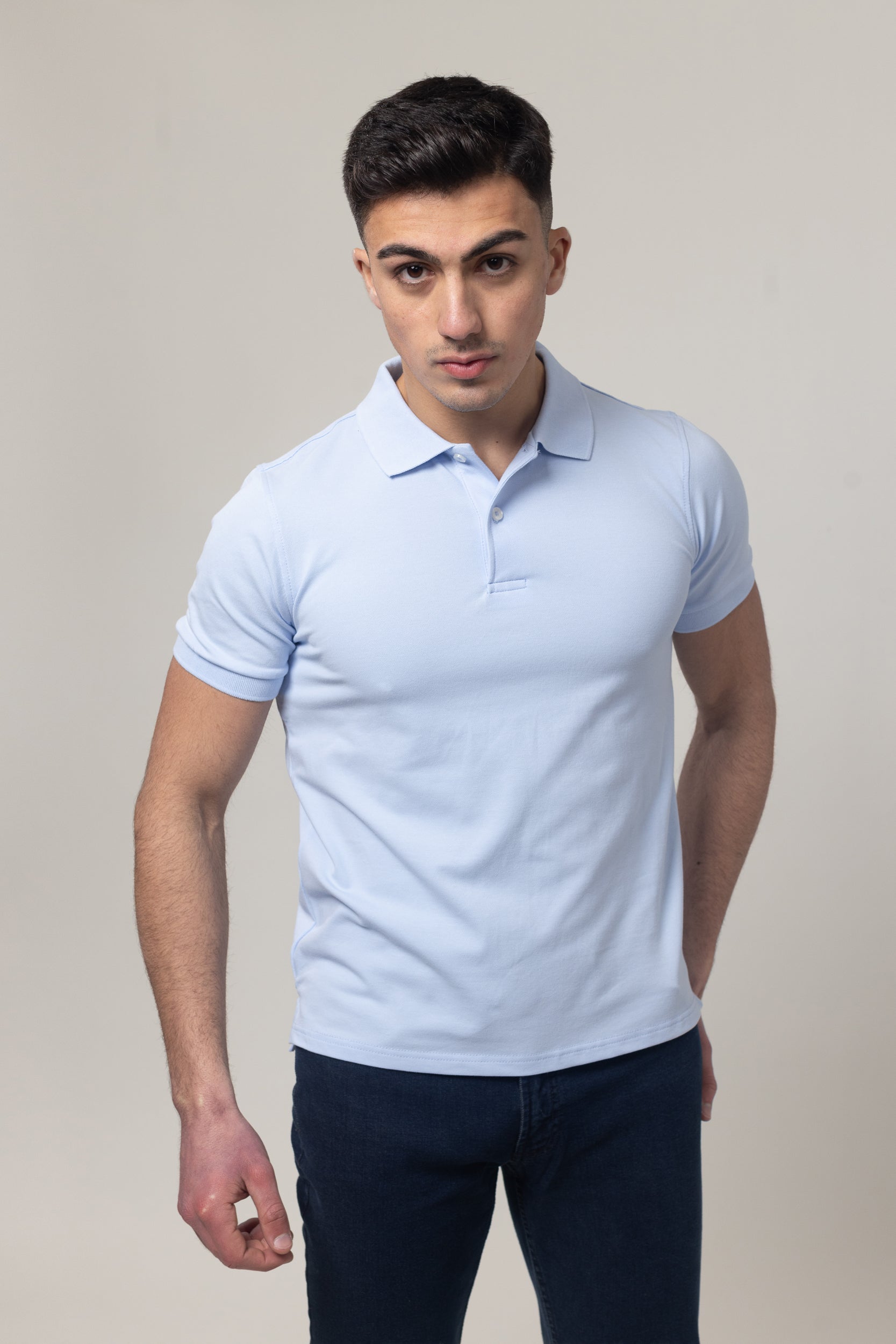 Plain Polo Cotton Lycra - Blue