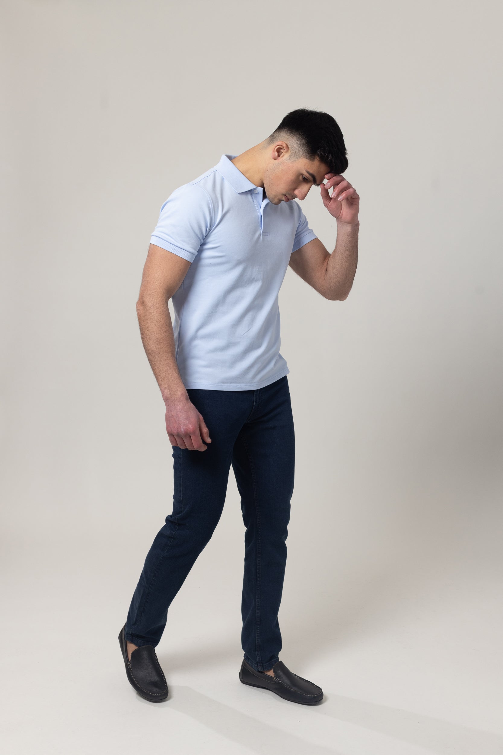 Plain Polo Cotton Lycra - Blue
