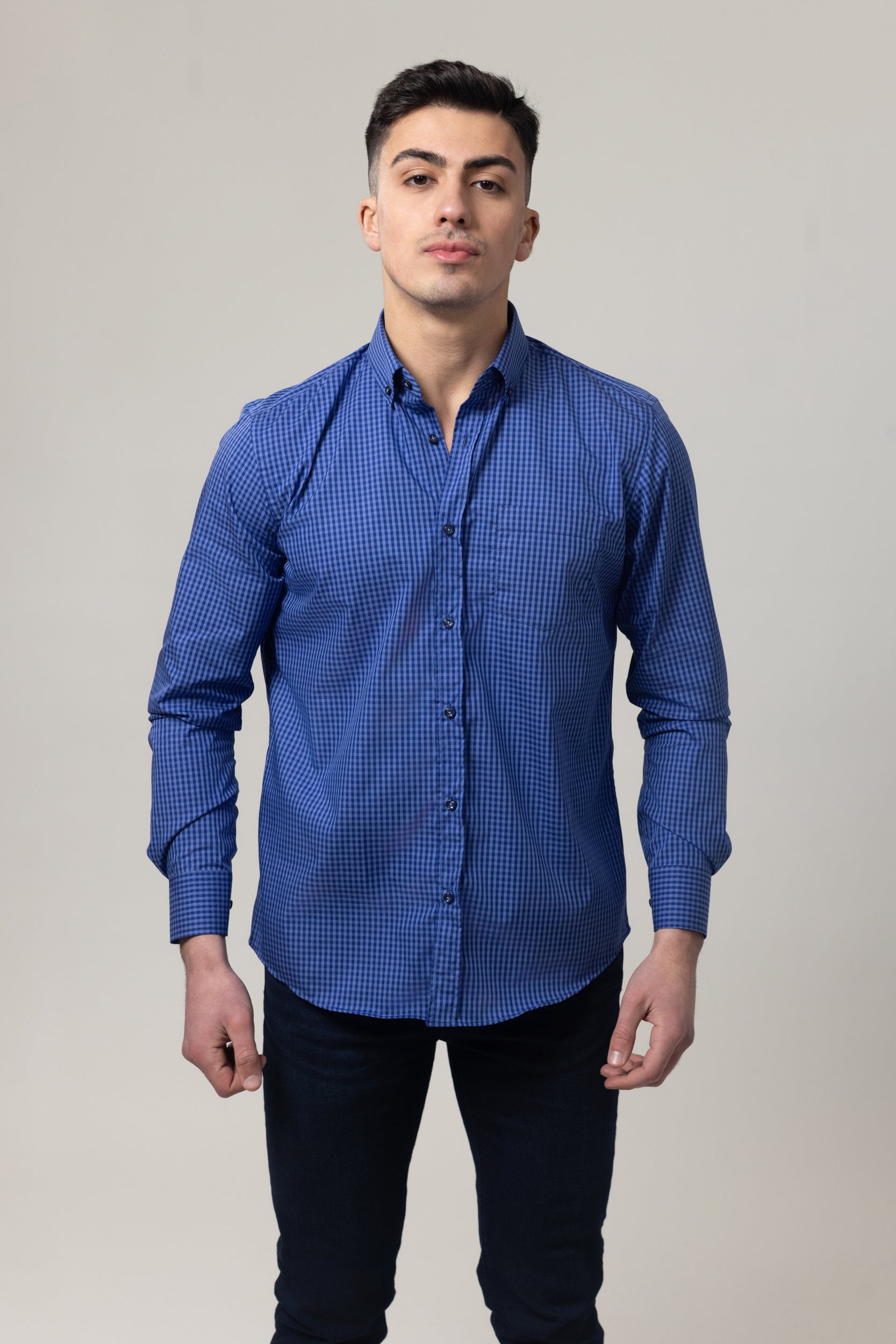 Shirts Long Sleeve - Navy Check