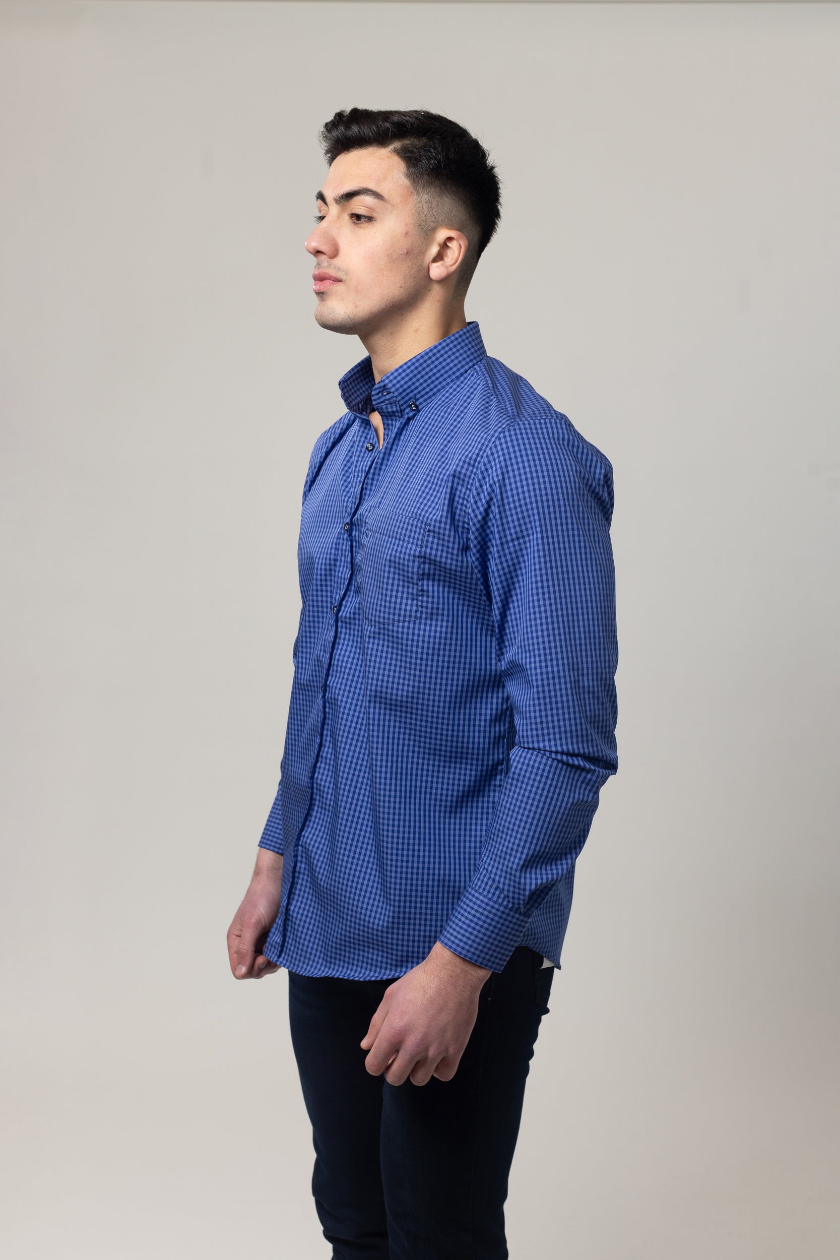 Shirts Long Sleeve - Navy Check