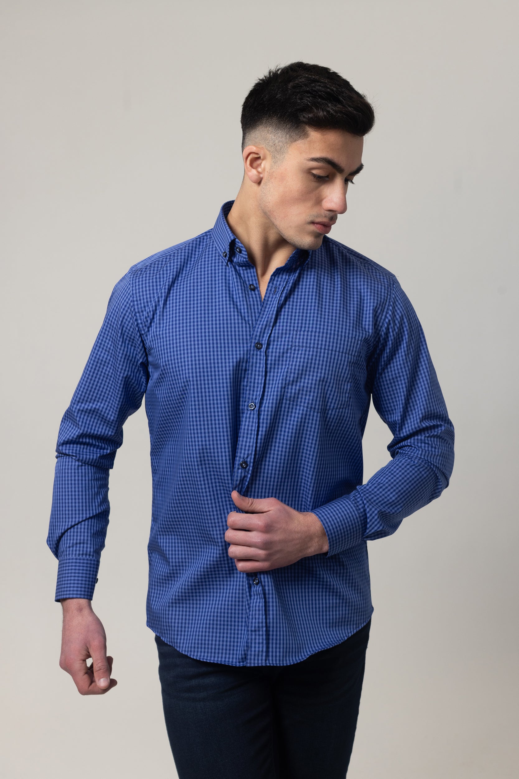 Shirts Long Sleeve - Navy Check