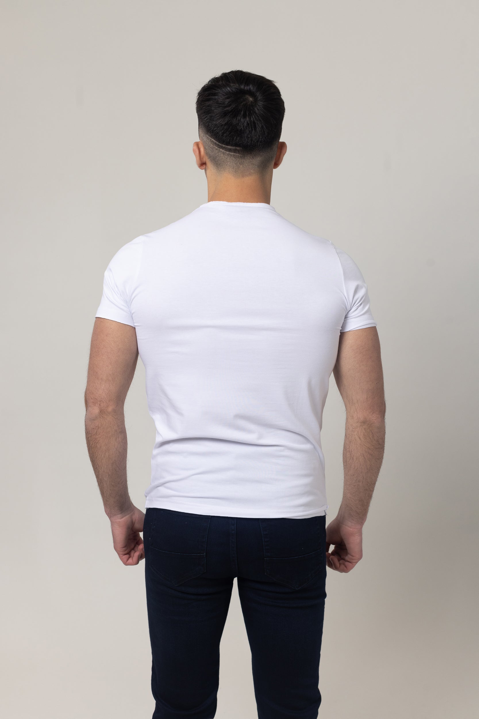 T-Shirt Cotton Lycra V- Neck - White