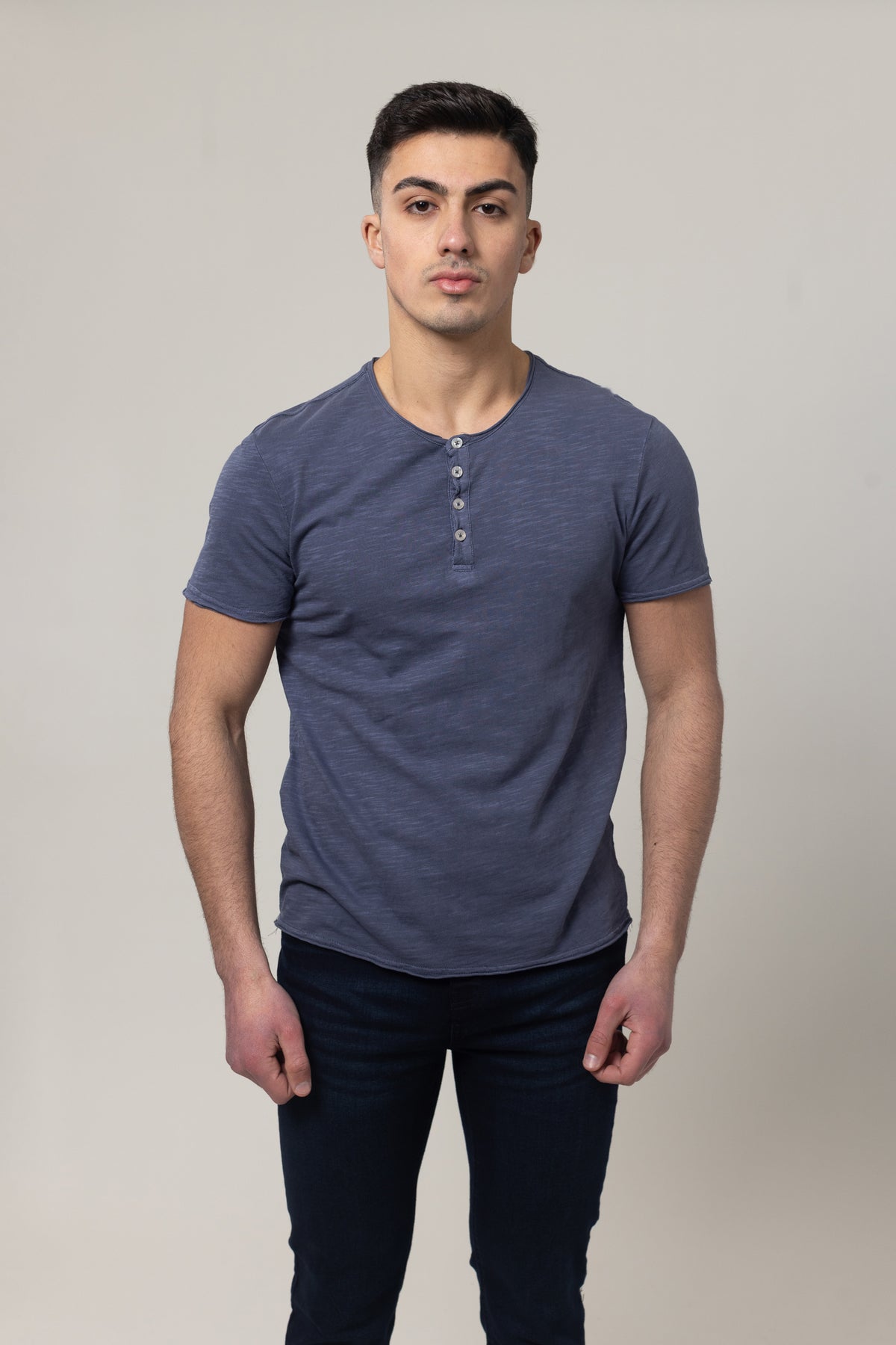 Washer Round Neck T-Shirt - Navy